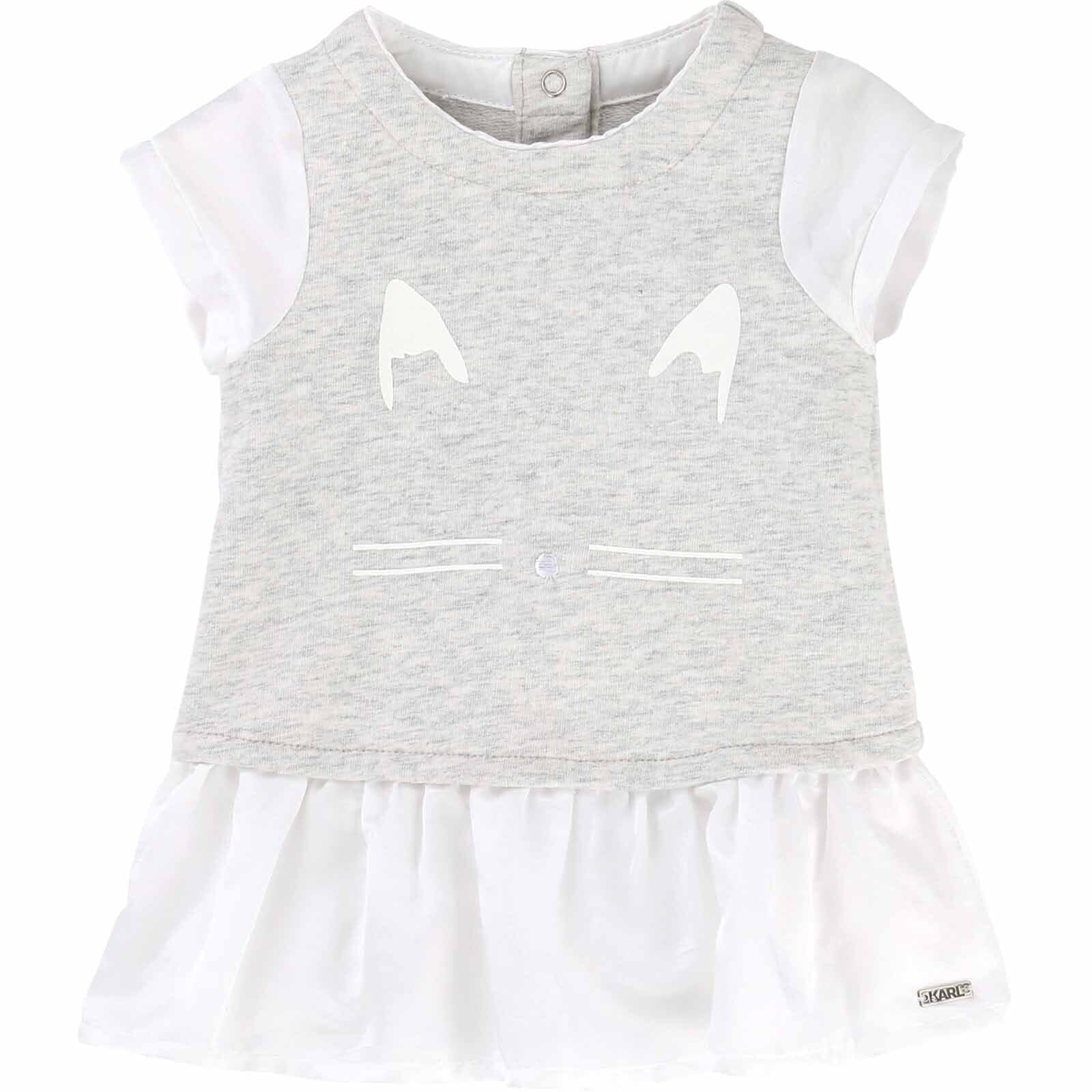 KARL LAGERFELD KIDS Kleid Babykleid Katze Choupette grau Kleid Karl Lagerfeld