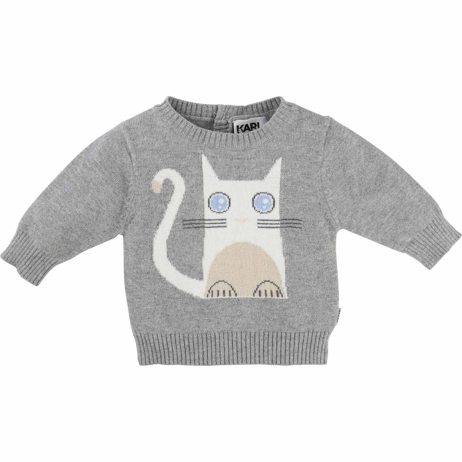 KARL LAGERFELD Baby Strickpullover Choupette grau Pullover Karl Lagerfeld