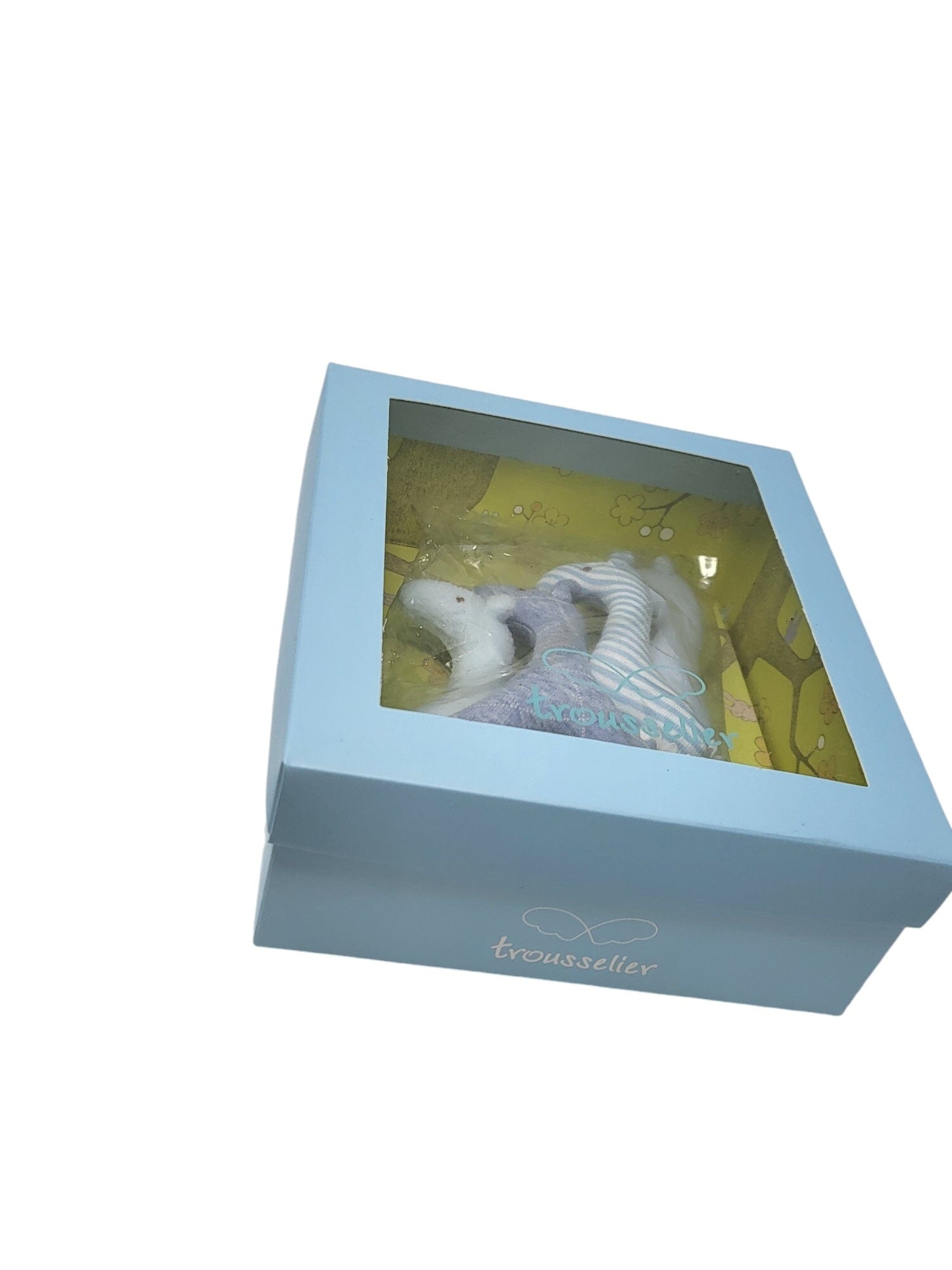 Trousselier Set 4 Giraffen himmelblau hellblau Baumwolle 10cm Babyrasseln Trousselier