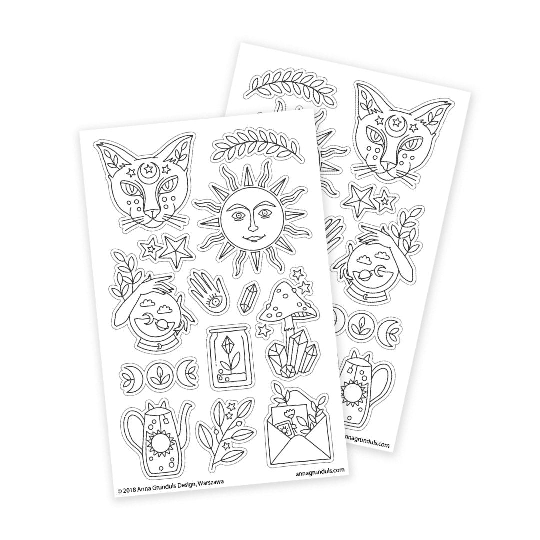 Anna Grunduls Design Magic and Cats Coloring Stickers Sticker / Aufkleber Anna Grunduls Design