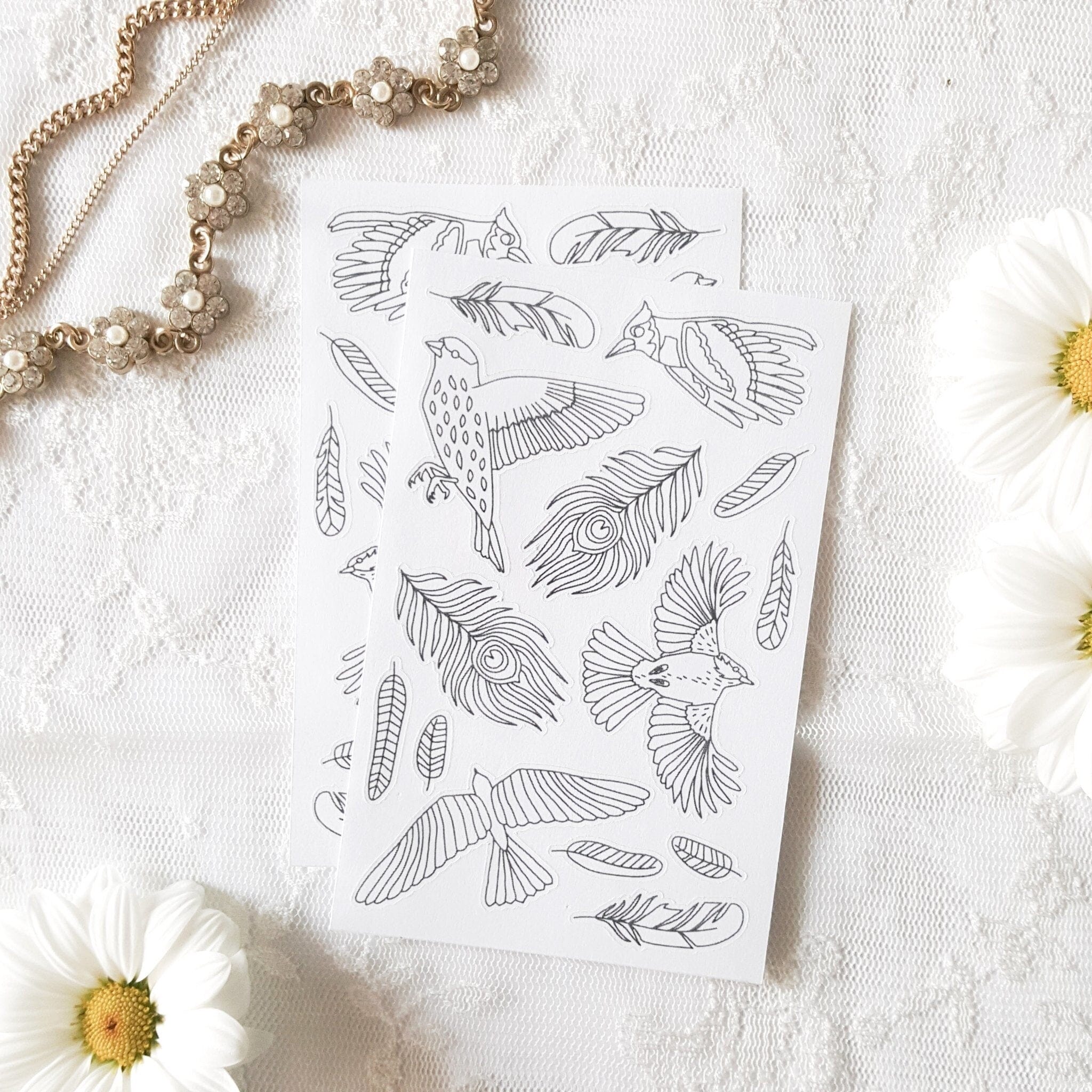 Anna Grunduls Design Birds Coloring Stickers- Sticker / Aufkleber Anna Grunduls Design