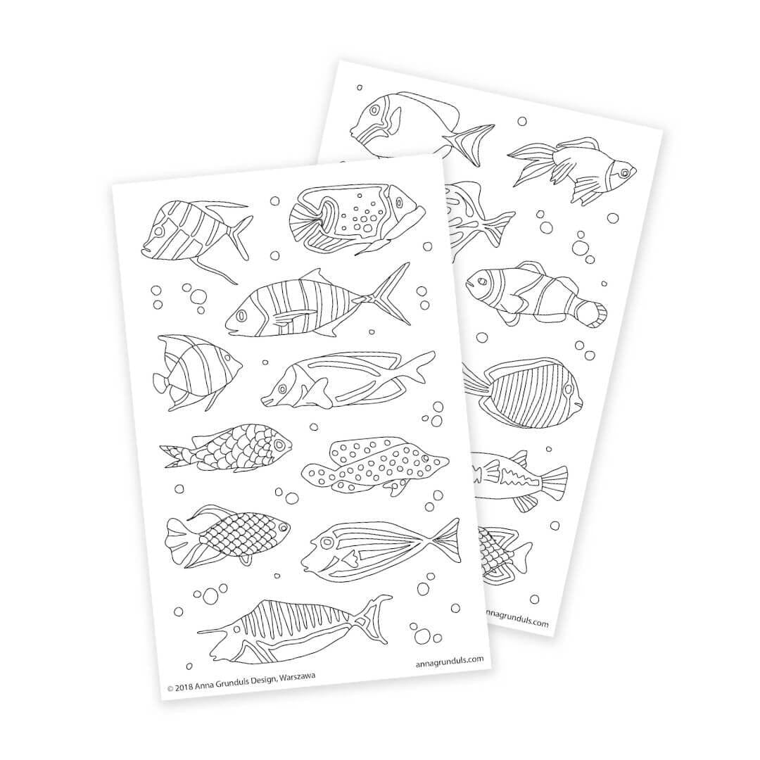 Anna Grunduls Design Fish Coloring Stickers Sticker Anna Grunduls Design