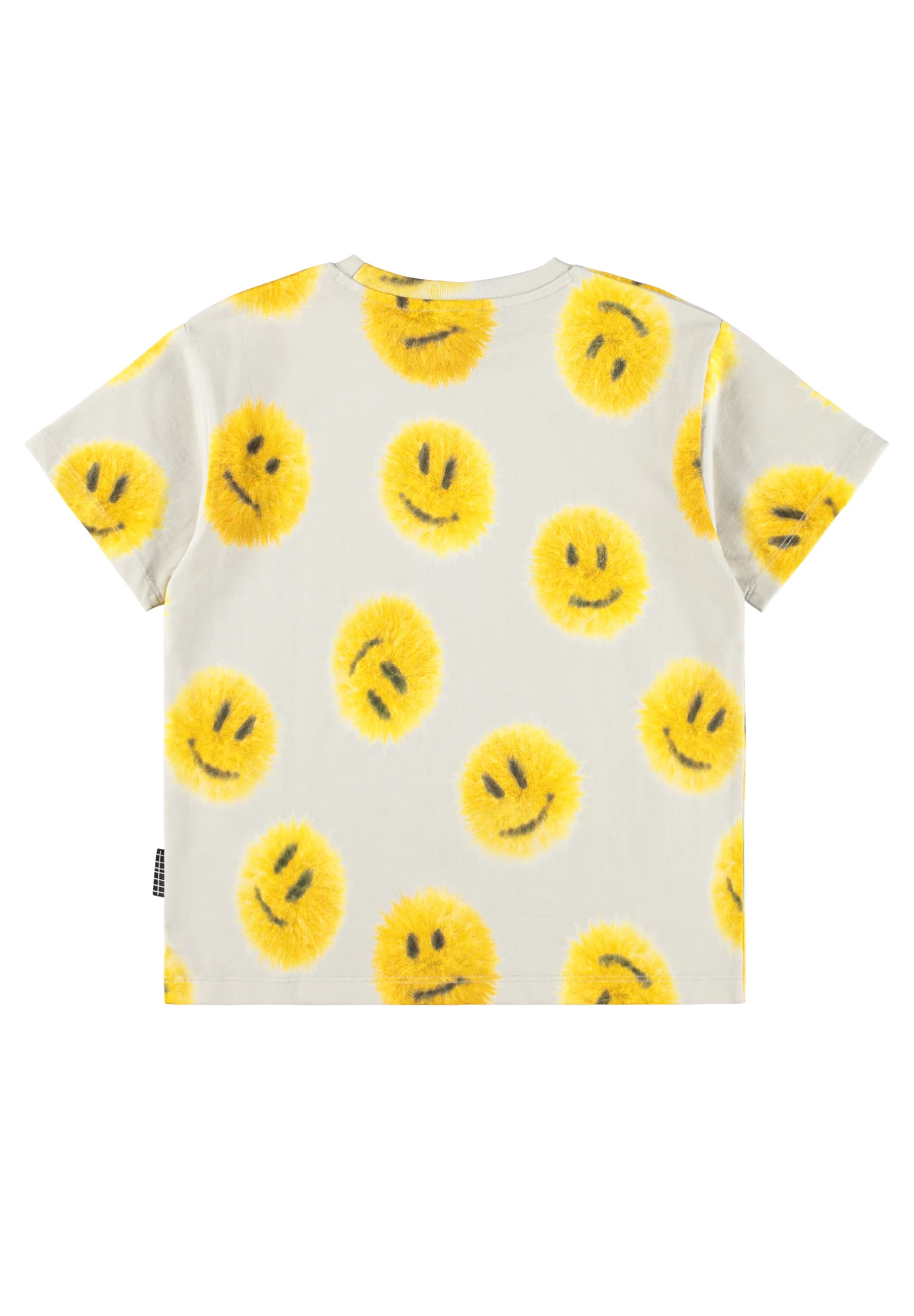 MOLO T-Shirt Riley hellgrau mit Smiley-Print gelb flauschiger Look