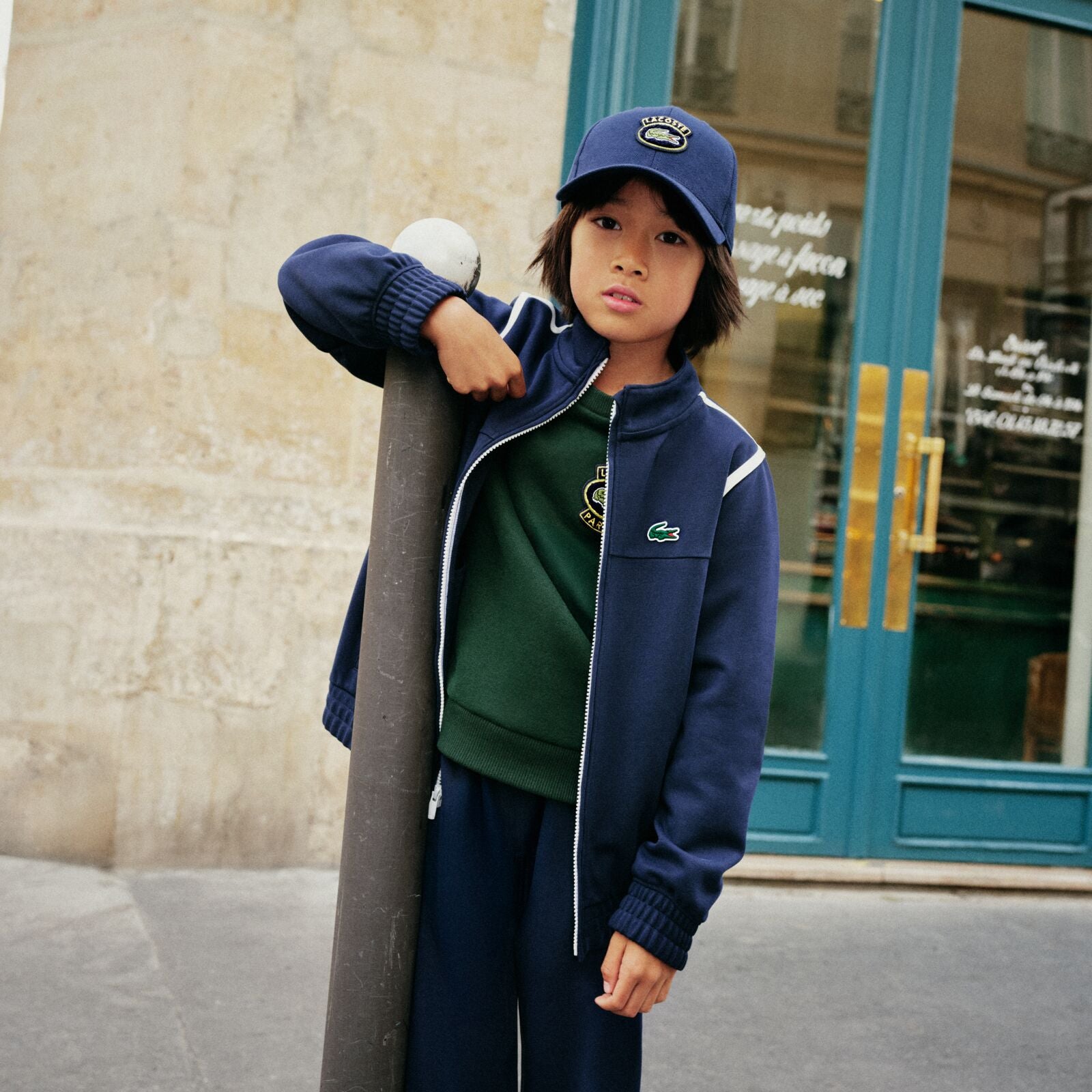 Lacoste Kinder Capdunkelblau marine navy mit Krokodil-Badge
