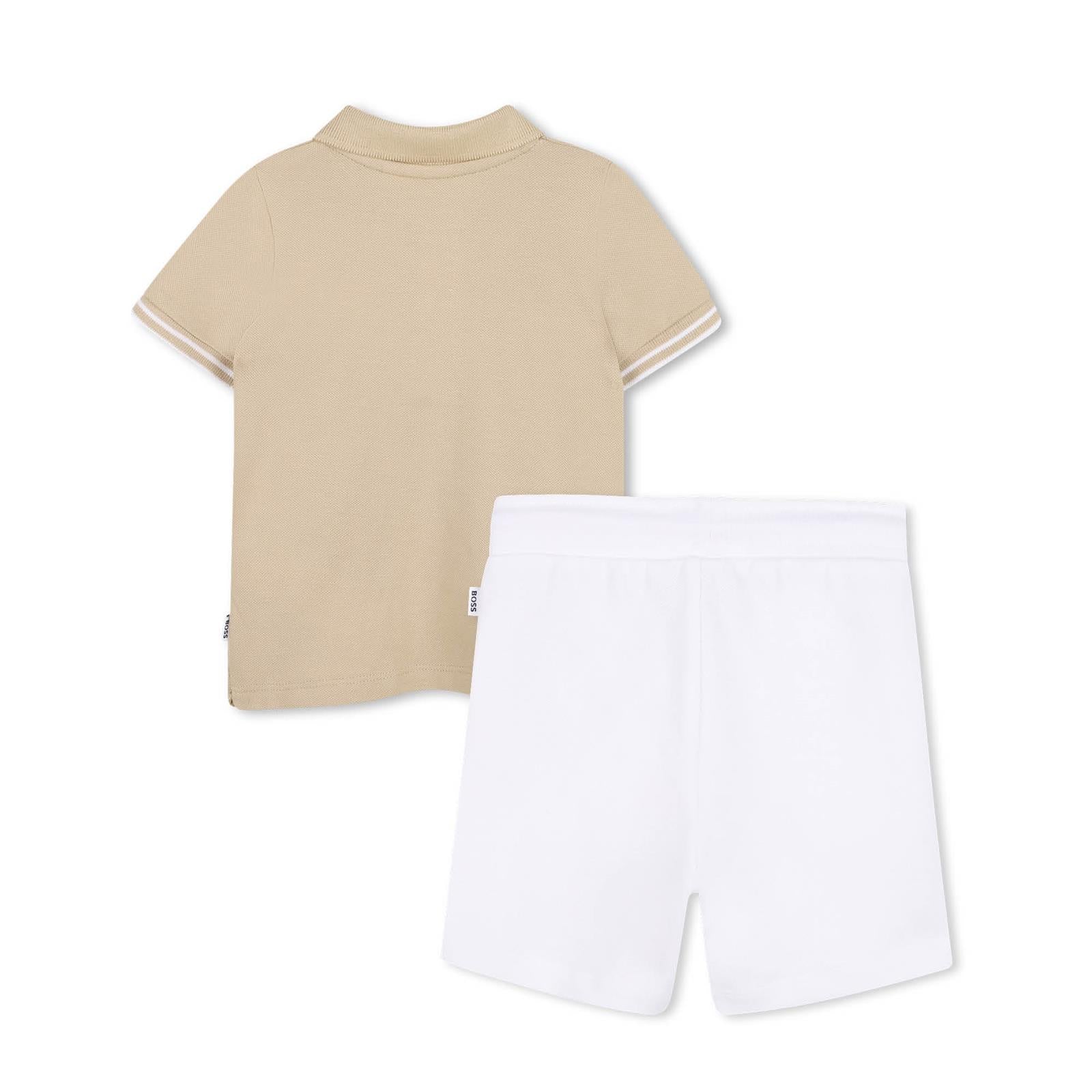BOSS Baby Poloshirt + Bermuda Set beige/weiß 96% Baumwolle, 4% Elasthan
