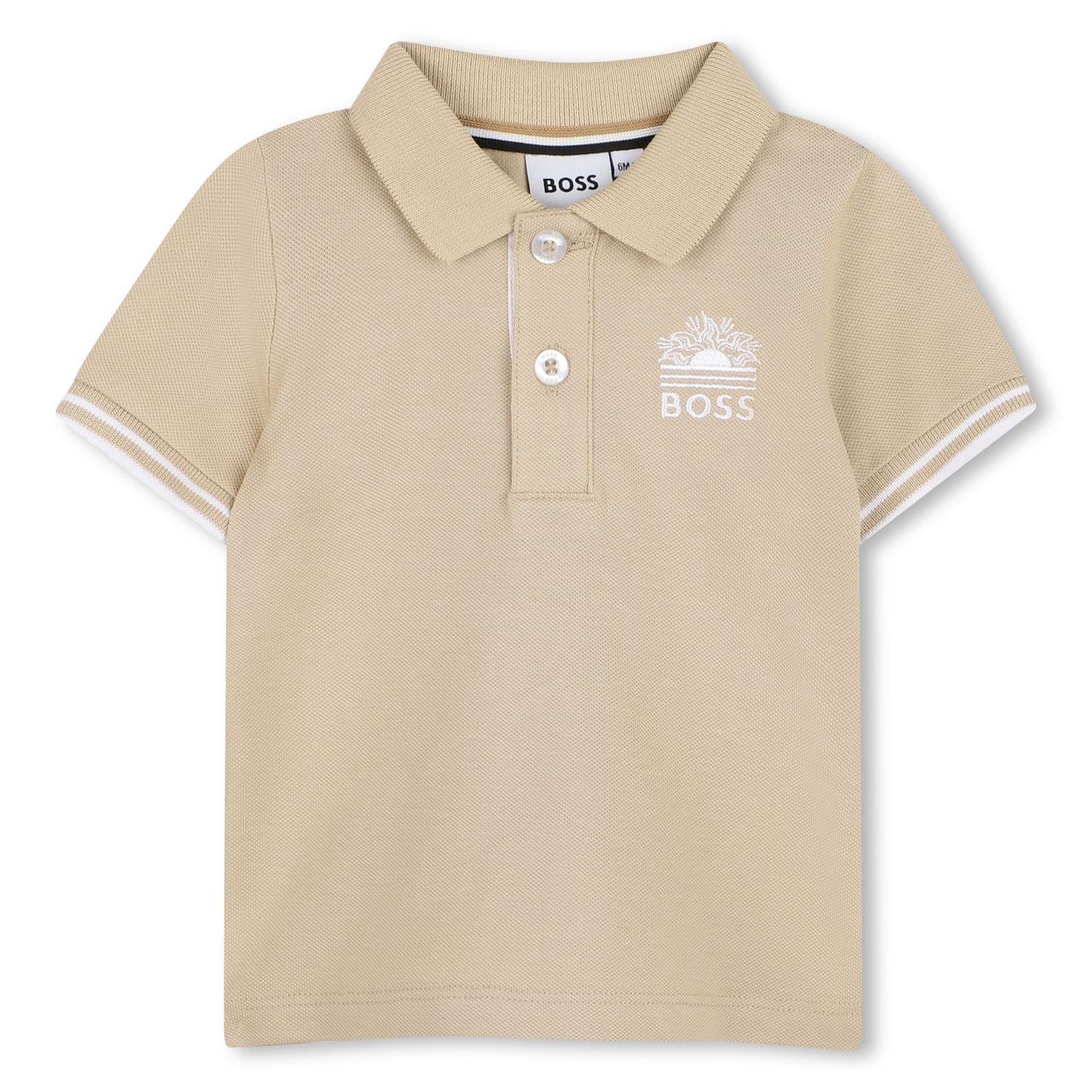 BOSS Baby Poloshirt + Bermuda Set beige/weiß 96% Baumwolle, 4% Elasthan