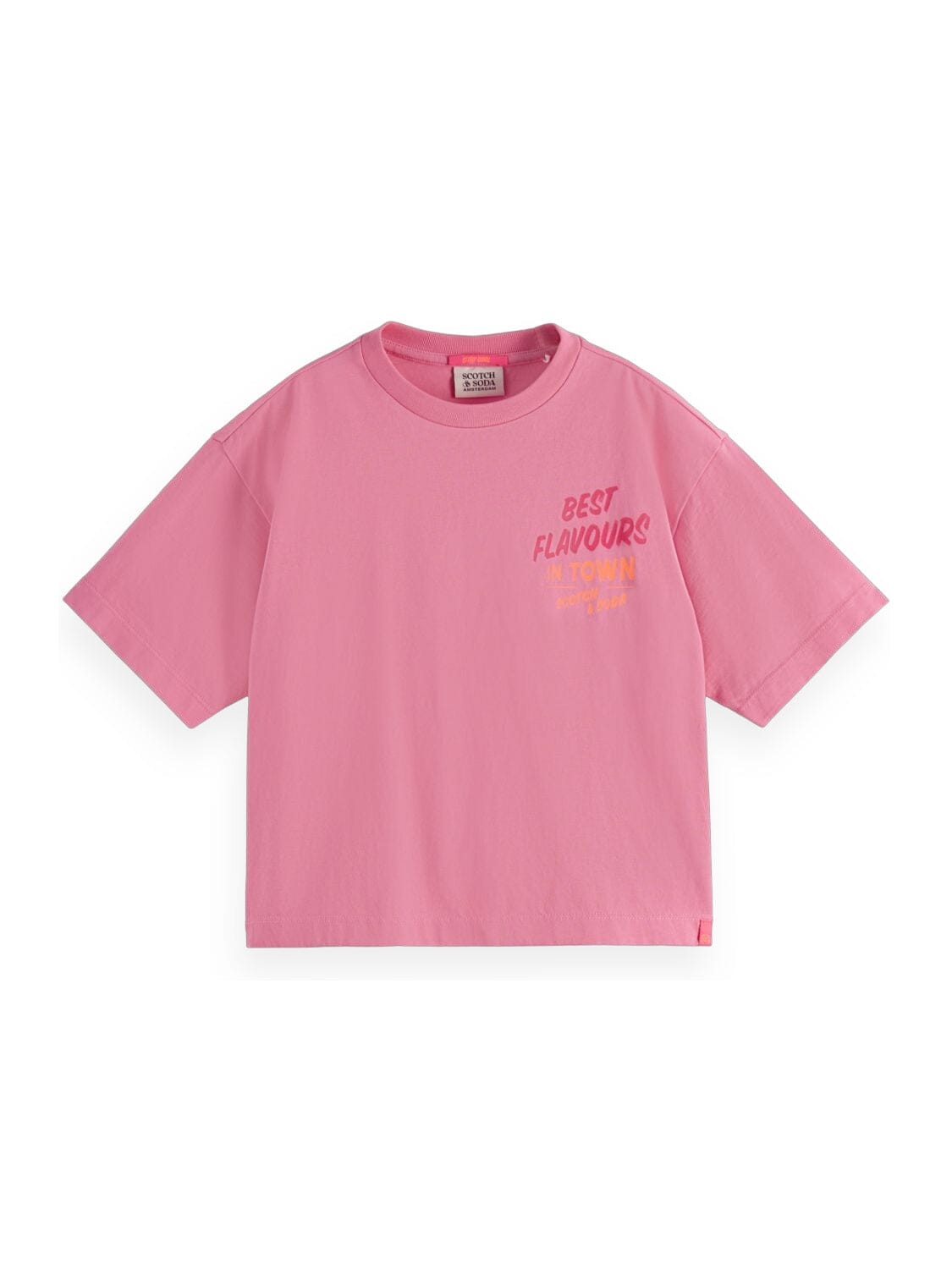 SCOTCH & SODA Mädchen T-Shirt in Rosa – Cropped Fit mit Sommerprint T-Shirt Scotch & Soda
