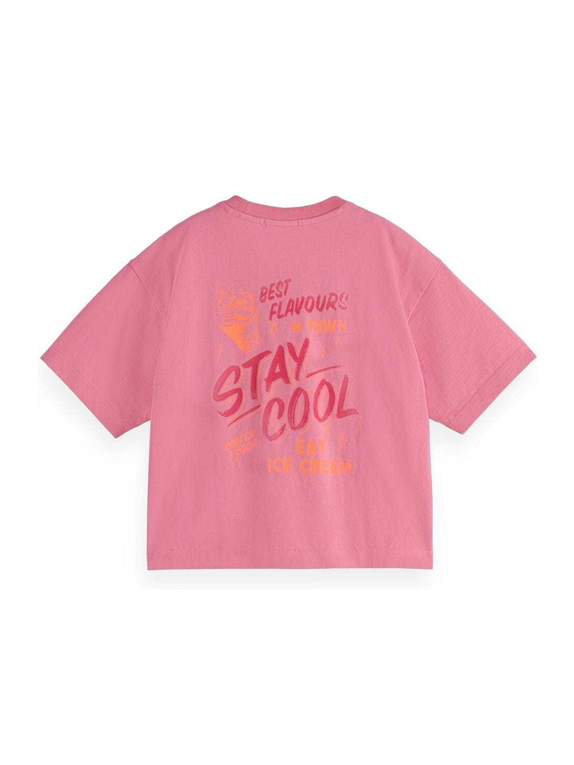 SCOTCH & SODA Mädchen T-Shirt in Rosa – Cropped Fit mit Sommerprint T-Shirt Scotch & Soda