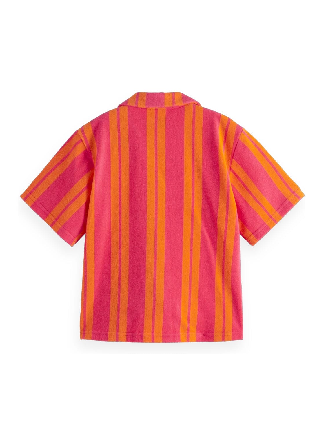 Scotch & Soda Mädchen Kurzarmhemd – Frottee mit Streifen – Electric Pink & Orange Bluse Scotch & Soda