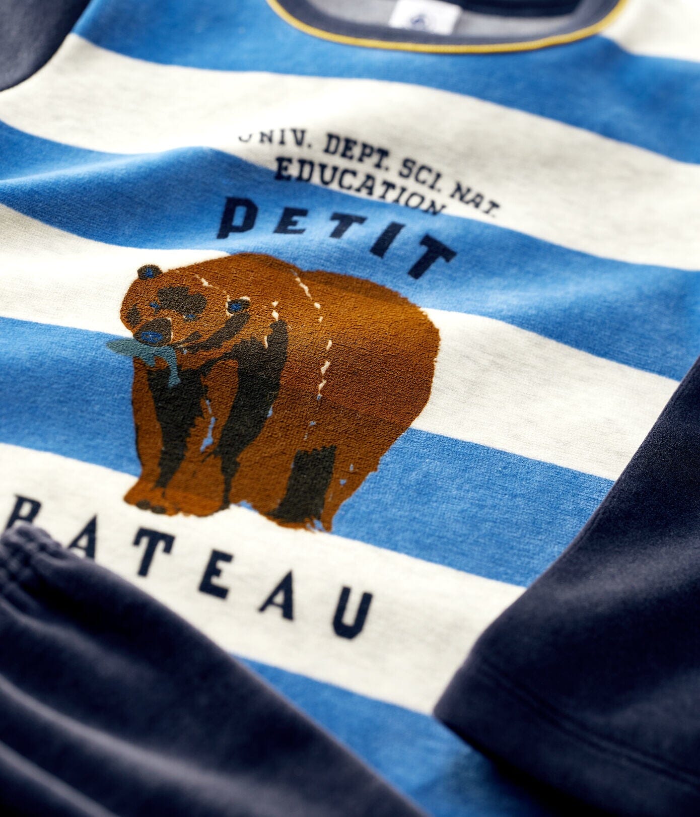 Petit Bateau Samt Pyjama Bär Blockstreifen Schlafanzug Petit Bateau