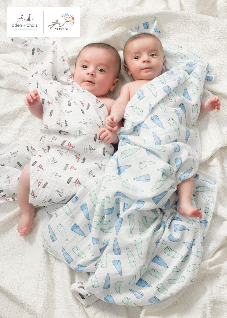 aden + anais Pucktücher whales & boards 2 er pack swaddle Pucktücher aden + anais