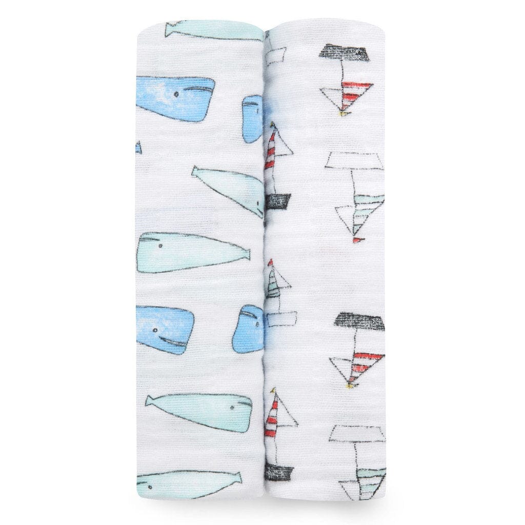 aden + anais Pucktücher whales & boards 2 er pack swaddle Pucktücher aden + anais