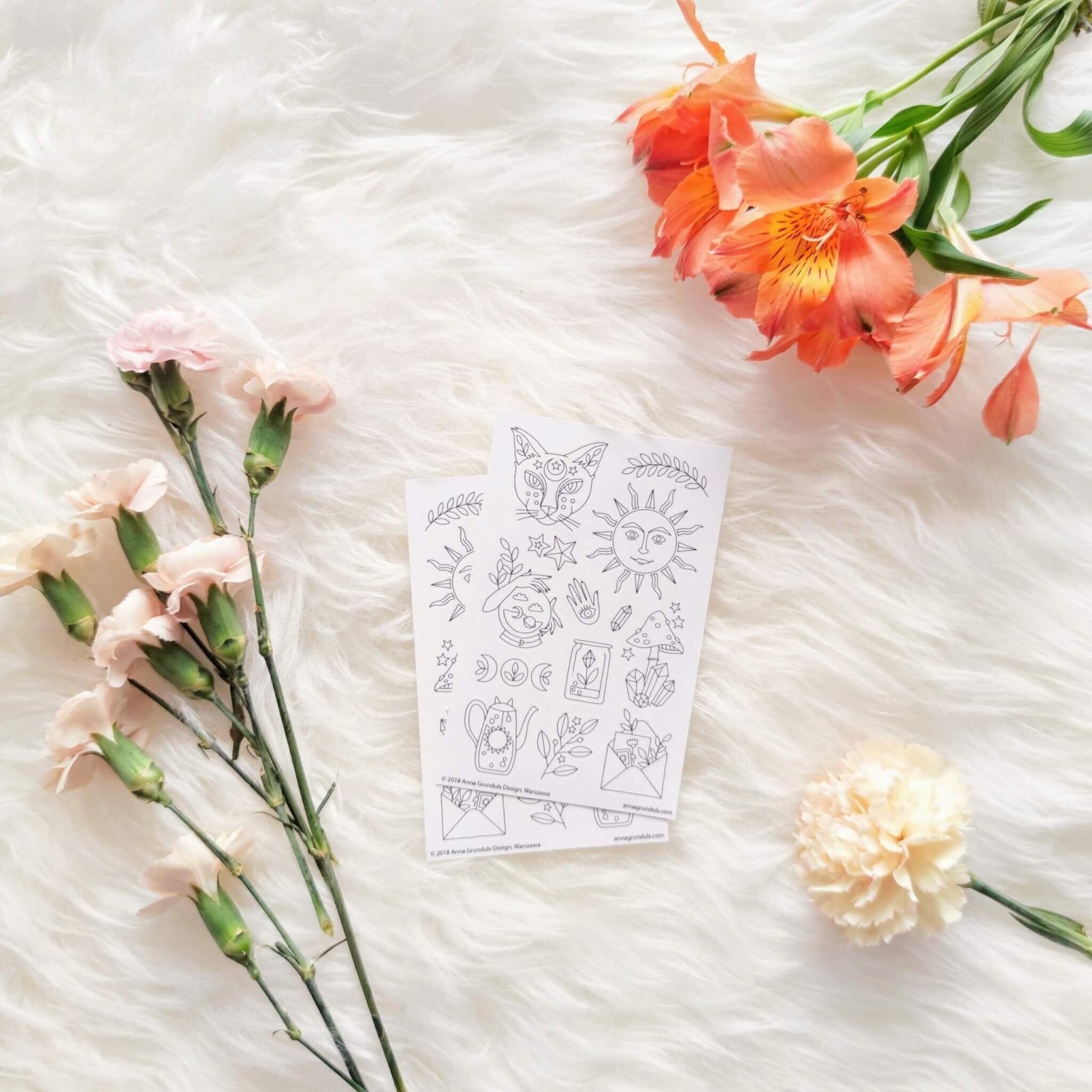 Anna Grunduls Design Magic and Cats Coloring Stickers Sticker / Aufkleber Anna Grunduls Design