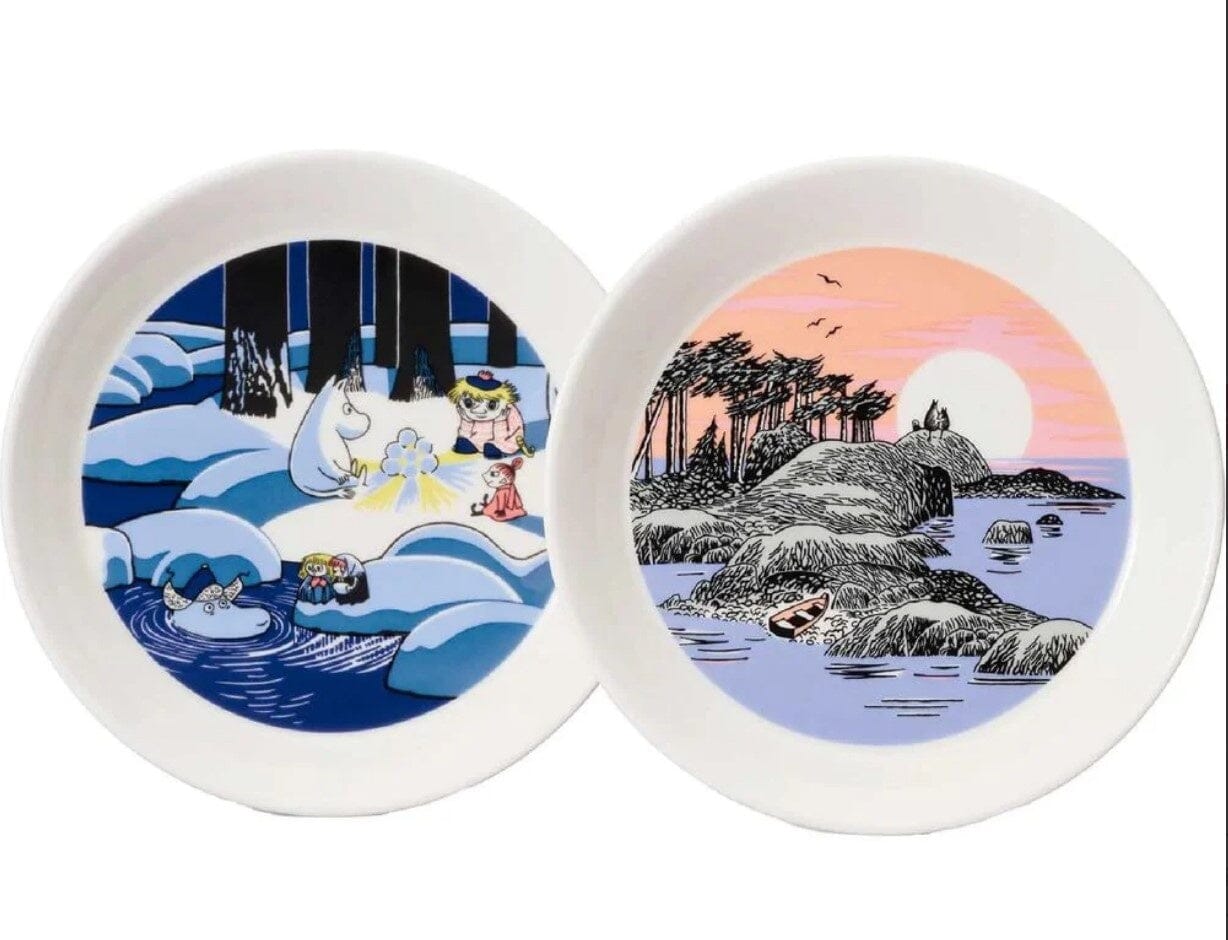 Mumin Arabia Porzellan Sammel Teller Collector's Edition Teller 2023 2er Pack Schneelaterne und Mumintag Teller Muurla