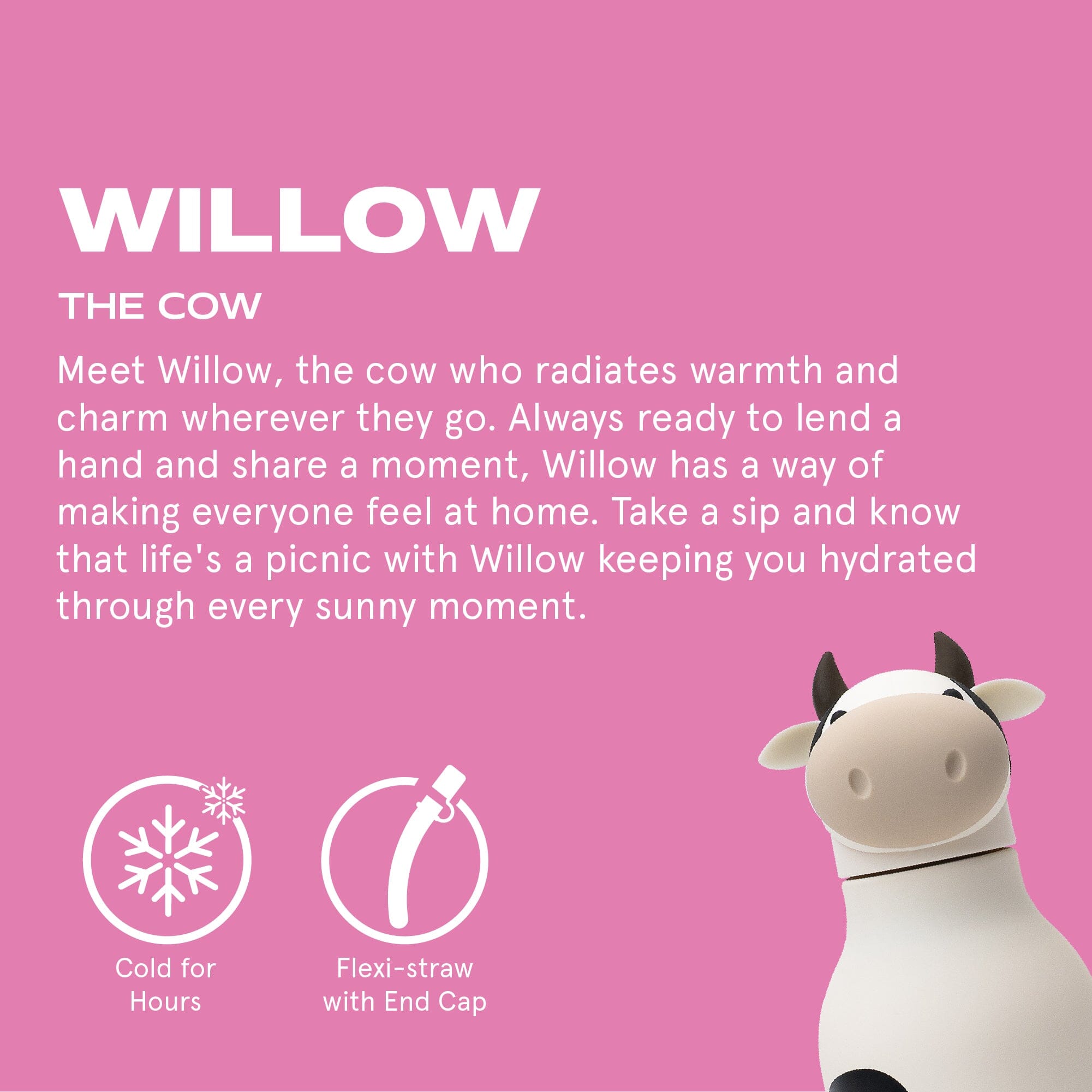 asobu Bestie Bottle Kuh - Willow - Cow – isolierte Kindertrinkflasche 460 ml Trinkflaschen asobu