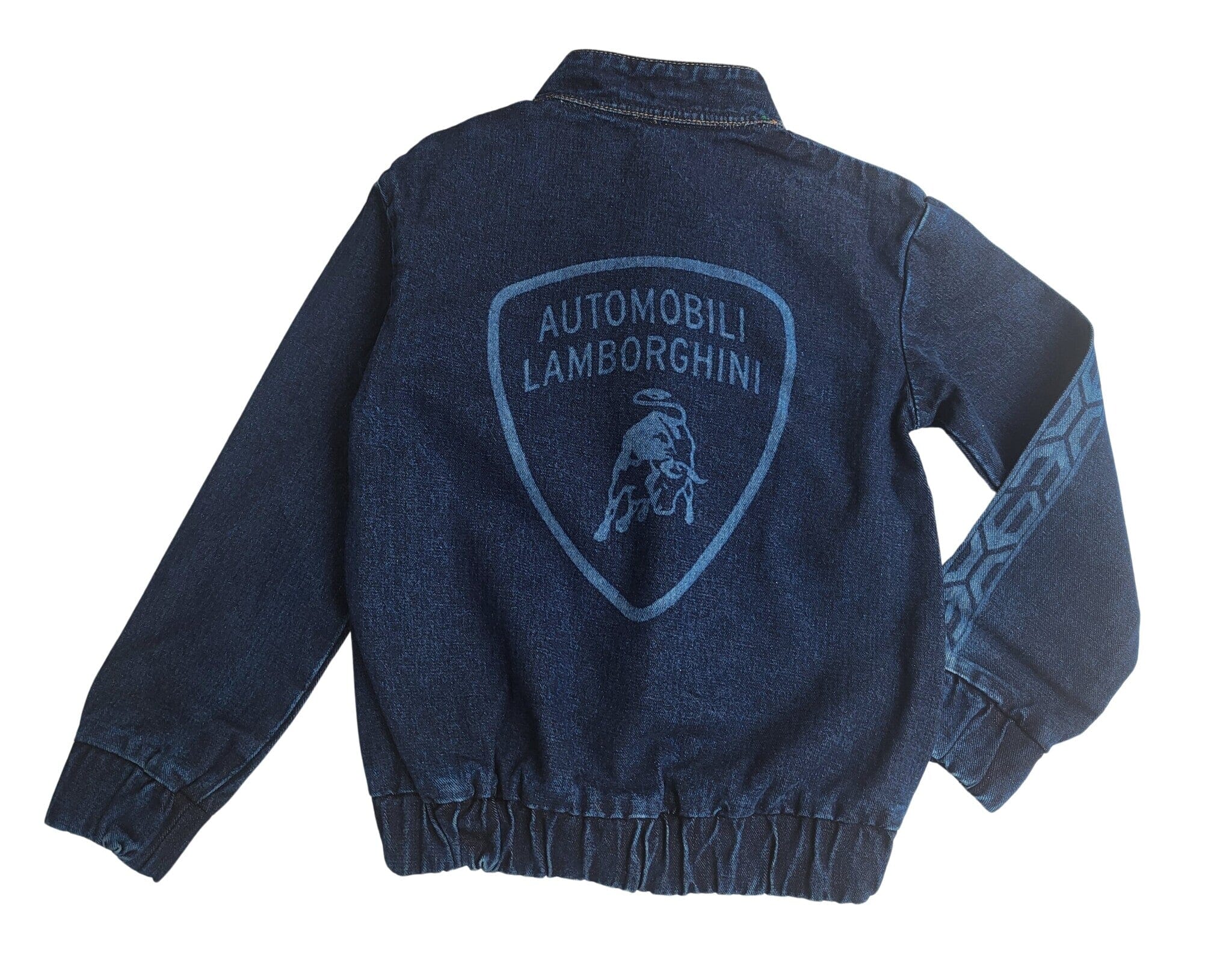 Automobili Lamborghini Kidswear Denim Jacke blau mit zwei seitlichen Taschen und Knöpfen Jacke AUTOMOBILI LAMBORGHINI KIDSWEAR