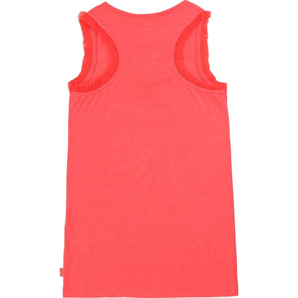 Billieblush Popeline Kleid weiß fuchsia mit Mesh Kleid Billieblush