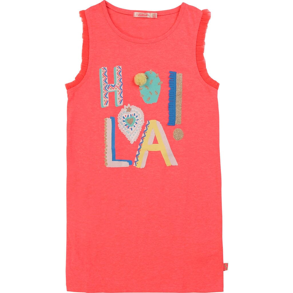 Billieblush Popeline Kleid weiß fuchsia mit Mesh Kleid Billieblush