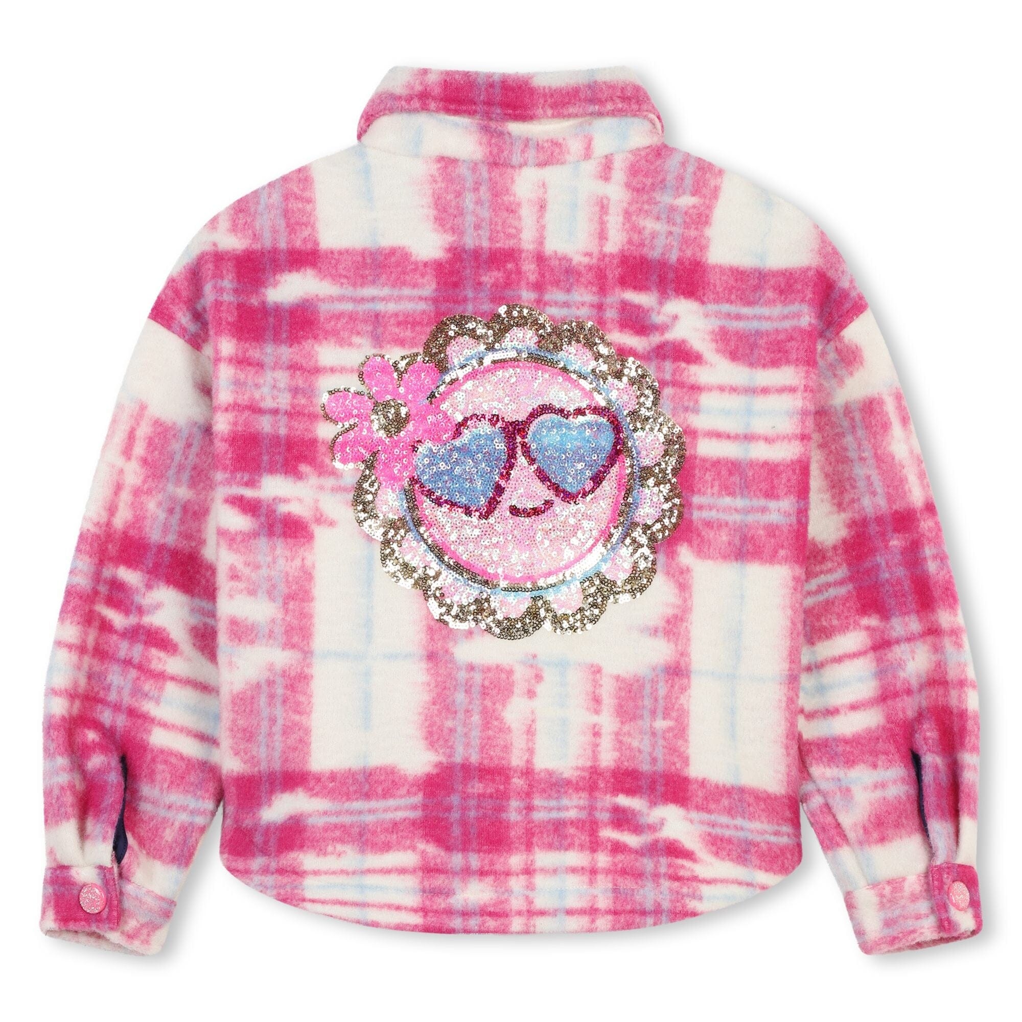 Billieblush Karo-Jacke rosa - weiß mit Paillettenmotiv hinten Jacke Billieblush
