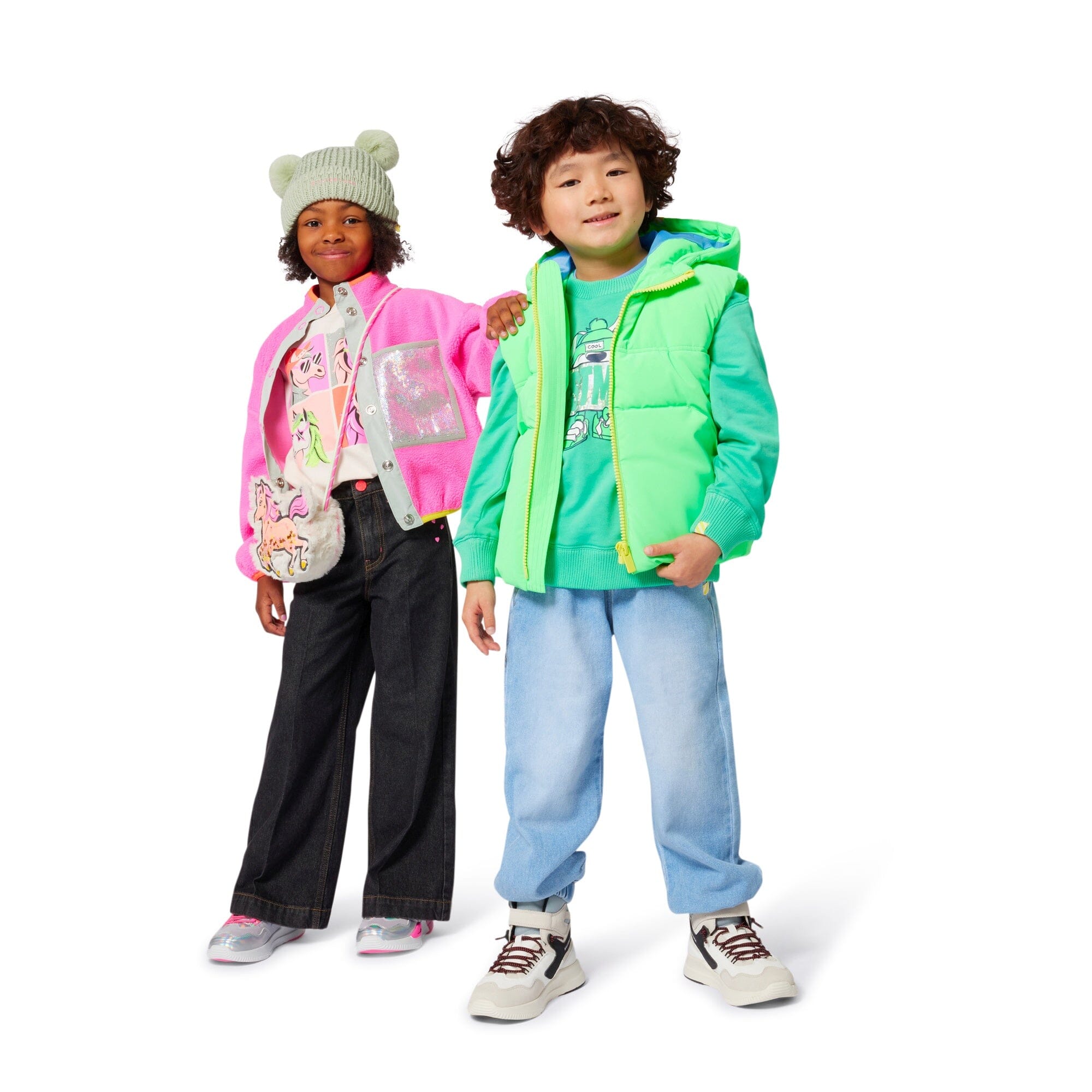 Billieblush Doppel Bommelmütze Grau Mütze Billieblush