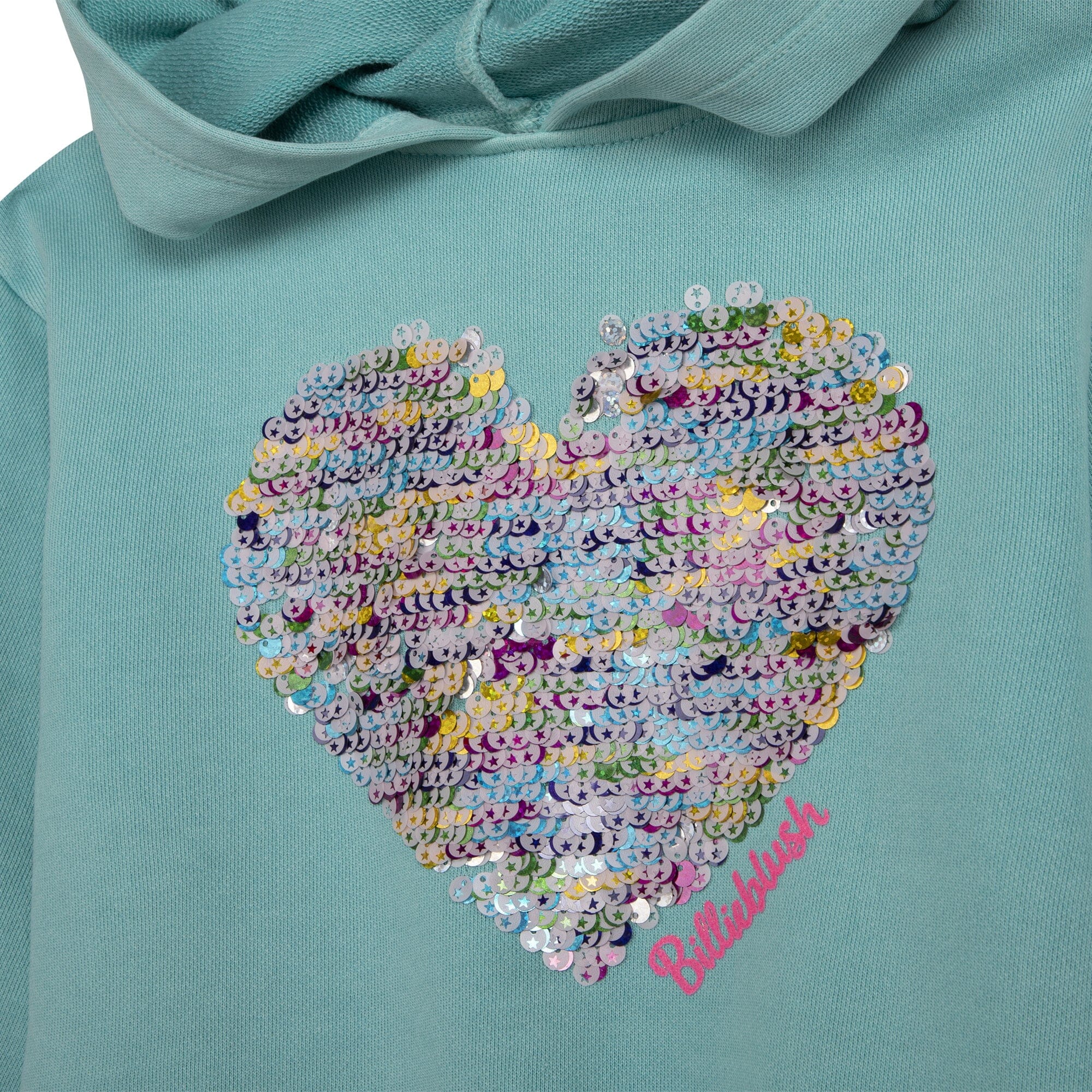 Billieblush Kapuzenkleid Herz Pailetten türkis Kleid Billieblush
