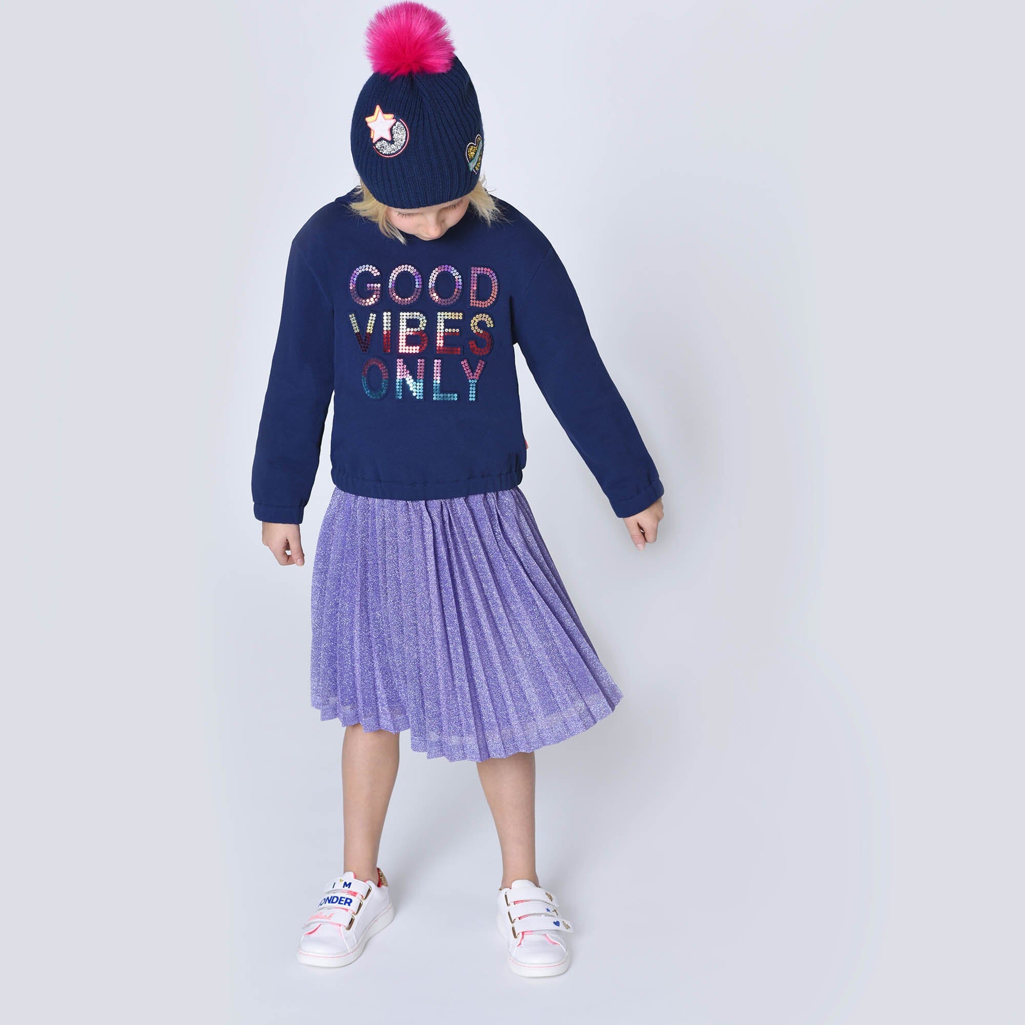 Billieblush Hoody Sweatshirt mit Pailletten Good Vibes Only Sweatshirt Billieblush