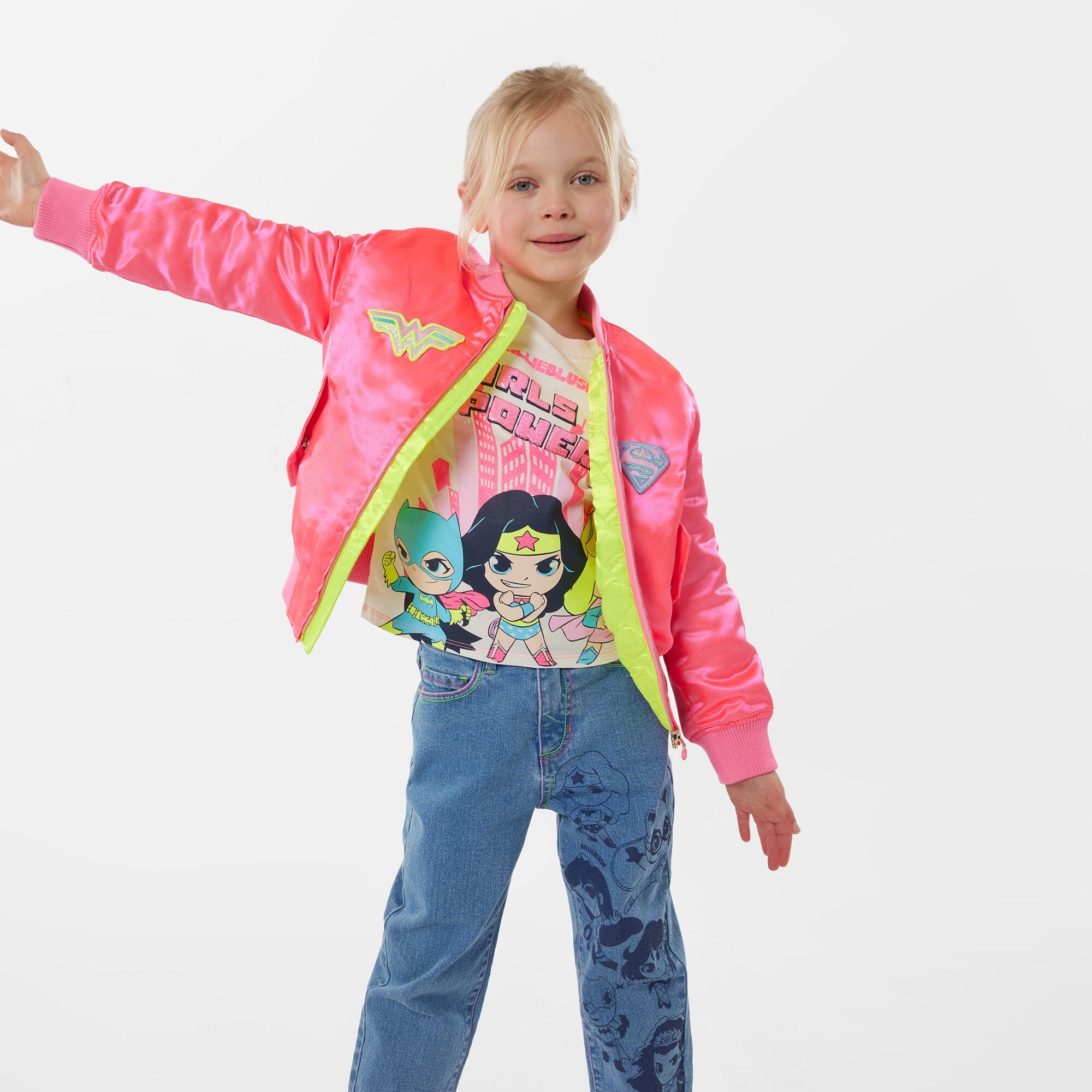 Billieblush süße Bomberjacke pink mit Comic-Design Jacke Billieblush