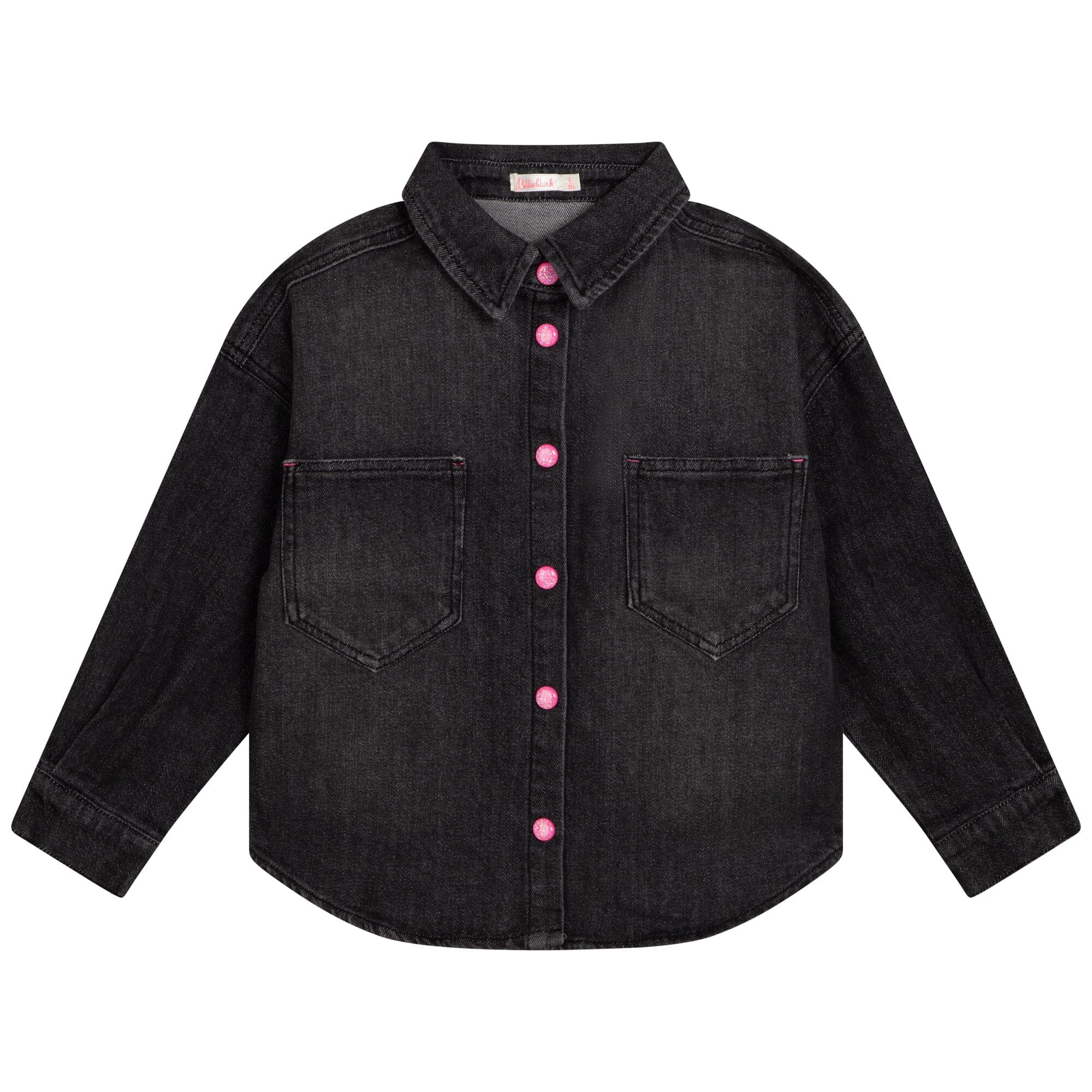 Billieblush Jeanshemd Jacke denim schwarz rosa Rückenprint BFF Jacke Billieblush