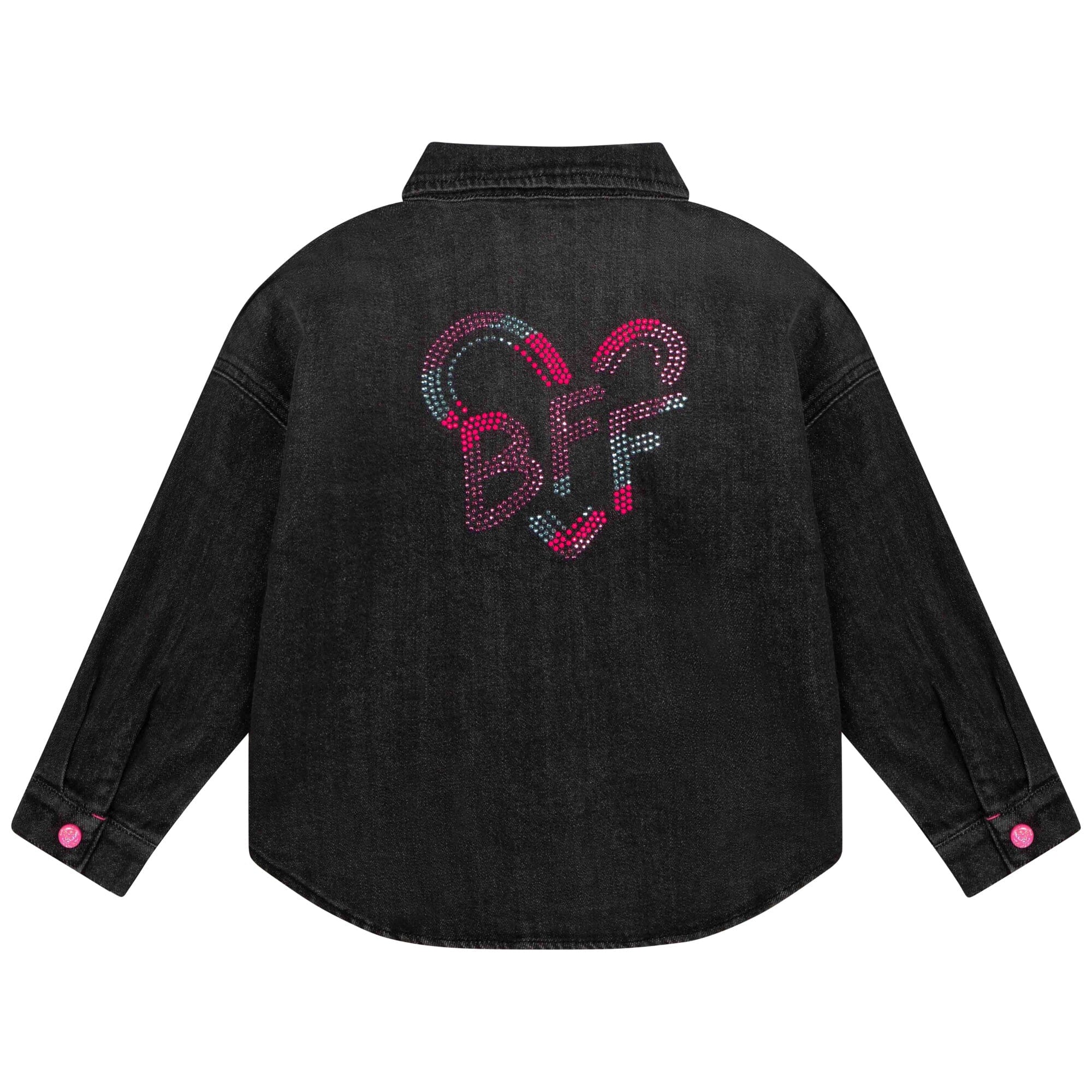 Billieblush Jeanshemd Jacke denim schwarz rosa Rückenprint BFF Jacke Billieblush