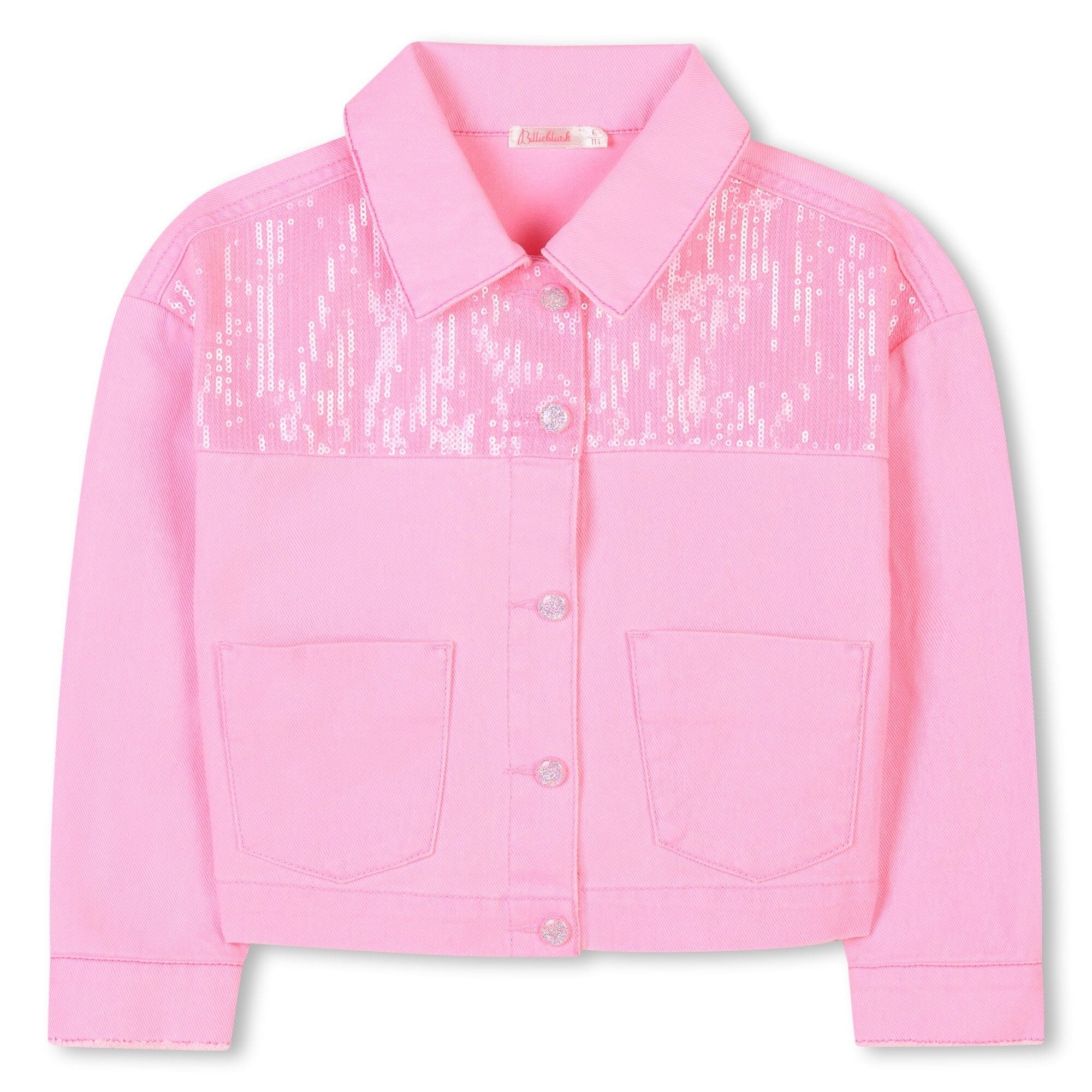 Billieblush Jeansjacke rosa mit Pailletten an den Schulterpartien Jacke Billieblush