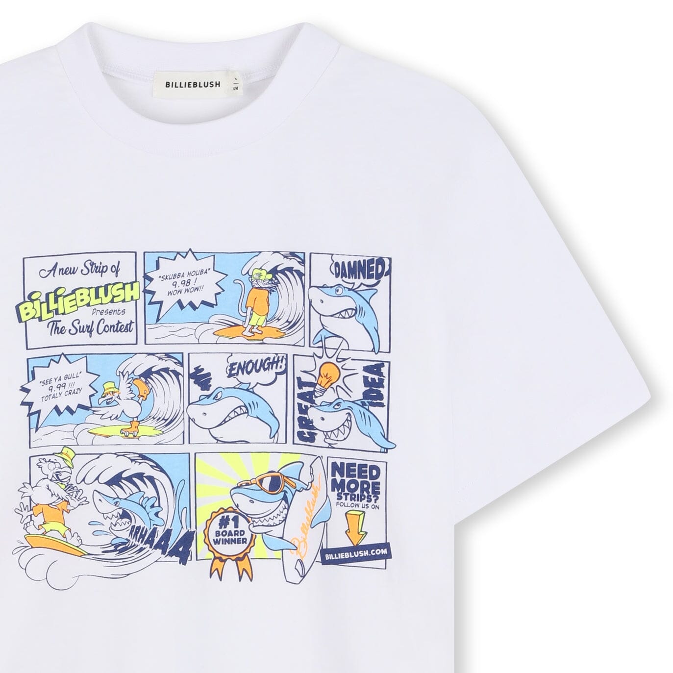 BILLIEBLUSH Jungen Kurzärmeliges T-Shirt – Weiß (Comic-Print) T-Shirt Billieblush
