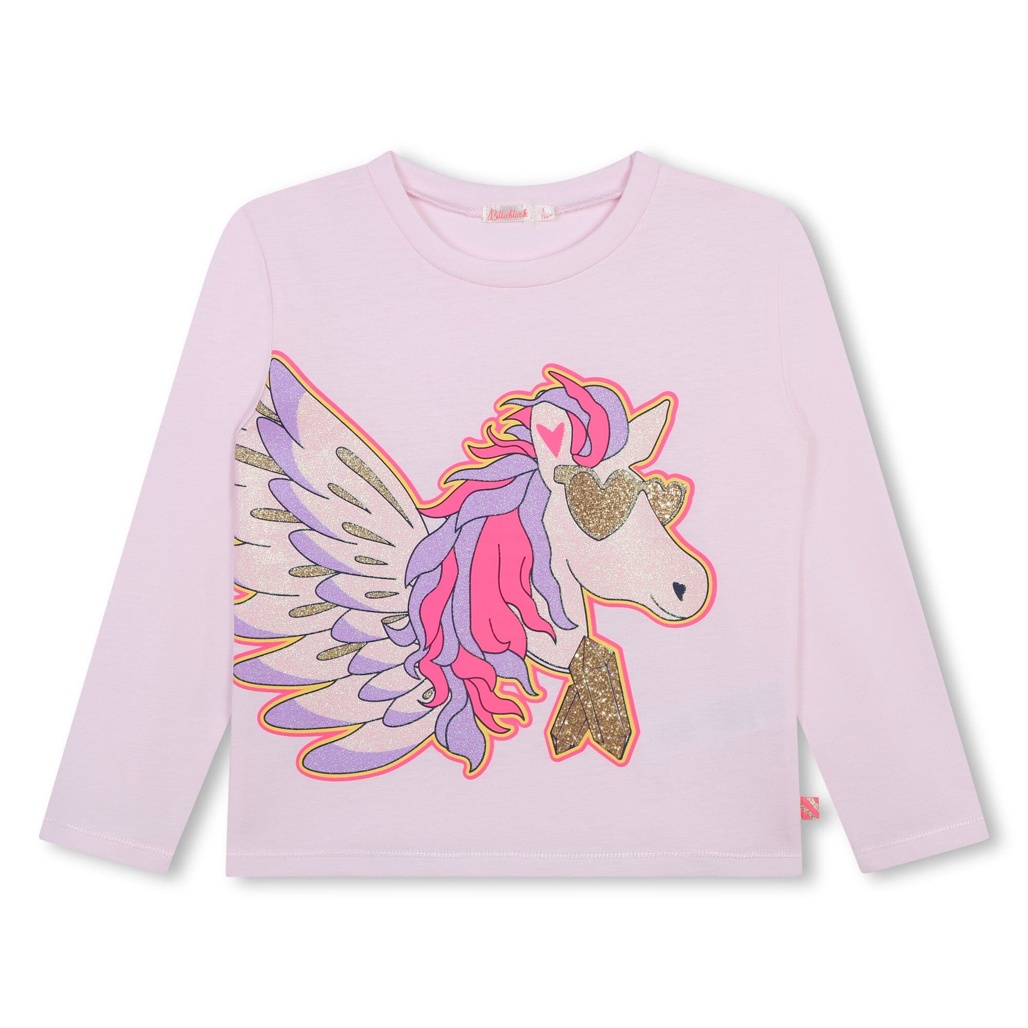 Billieblush Langarmshirt Einhornprint rosa mit Glitzer gold Langarmshirt Billieblush