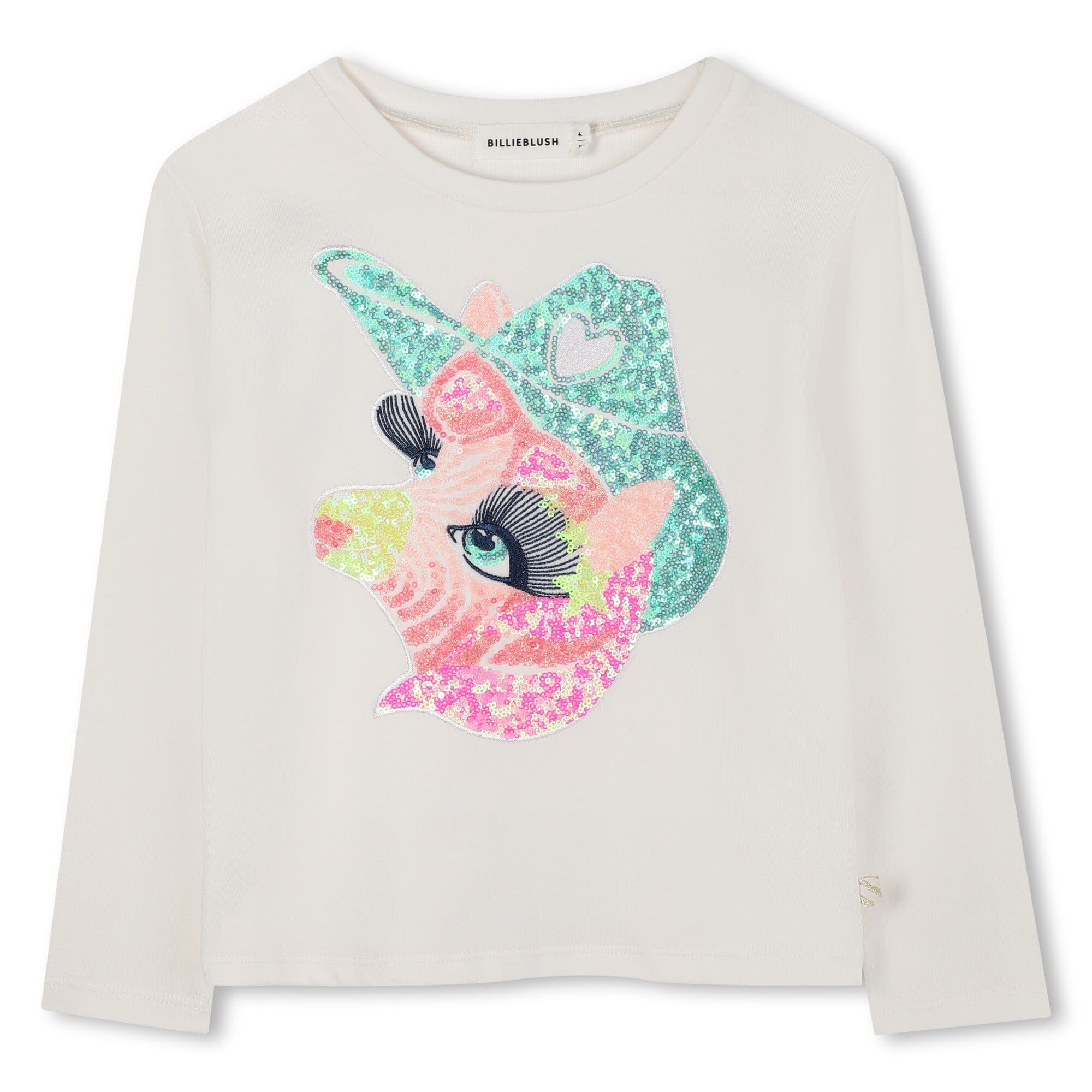 Billieblush Langarmshirt Elfenbein Glitzer-Zebra mit Cowboyhut für kleine Abenteurerinnen Langarmshirt Billieblush 5 Jahre ( 104-110 )
