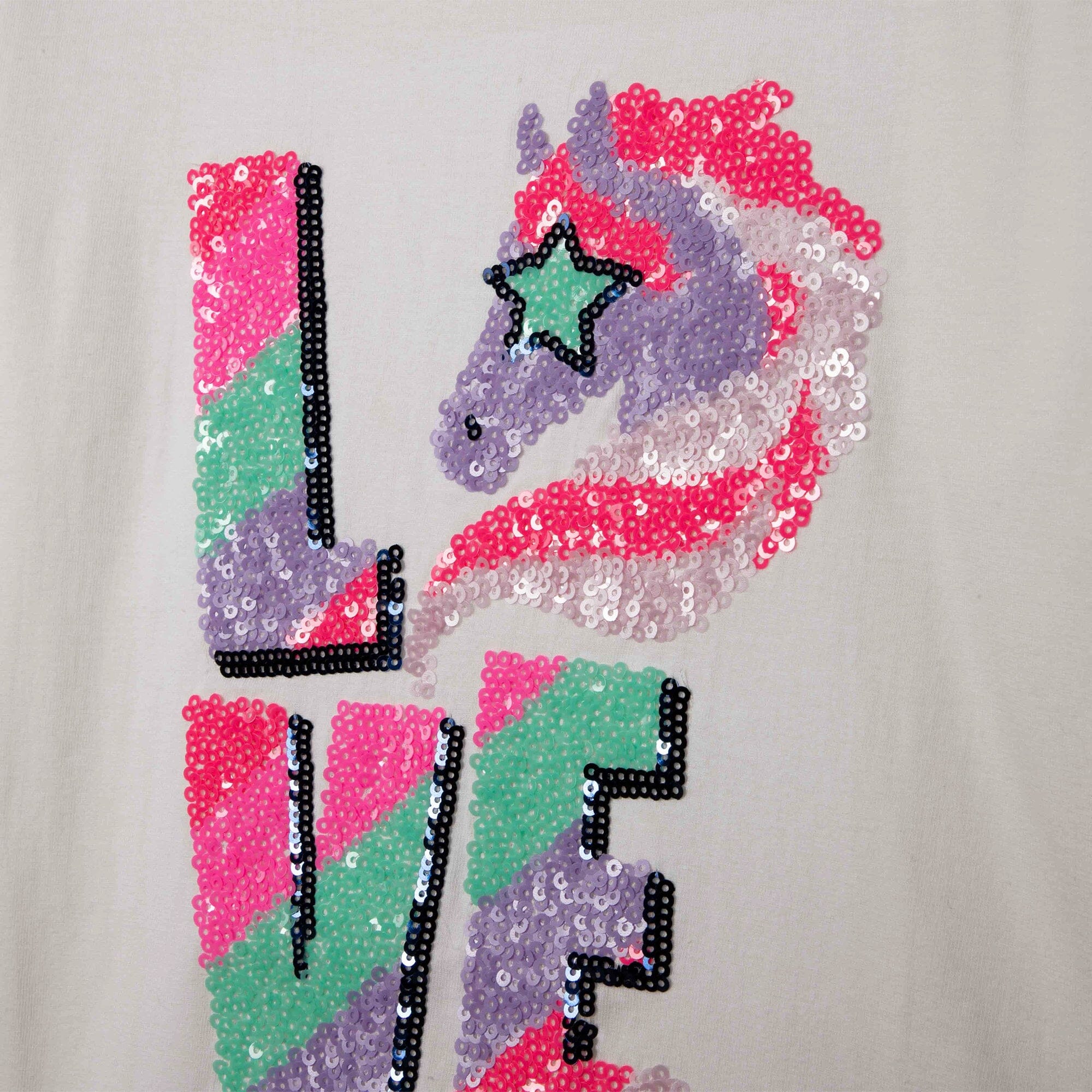 Billieblush Longsleeve weiß LOVE Aufdruck mit Pailletten bunt Langarmshirt Billieblush