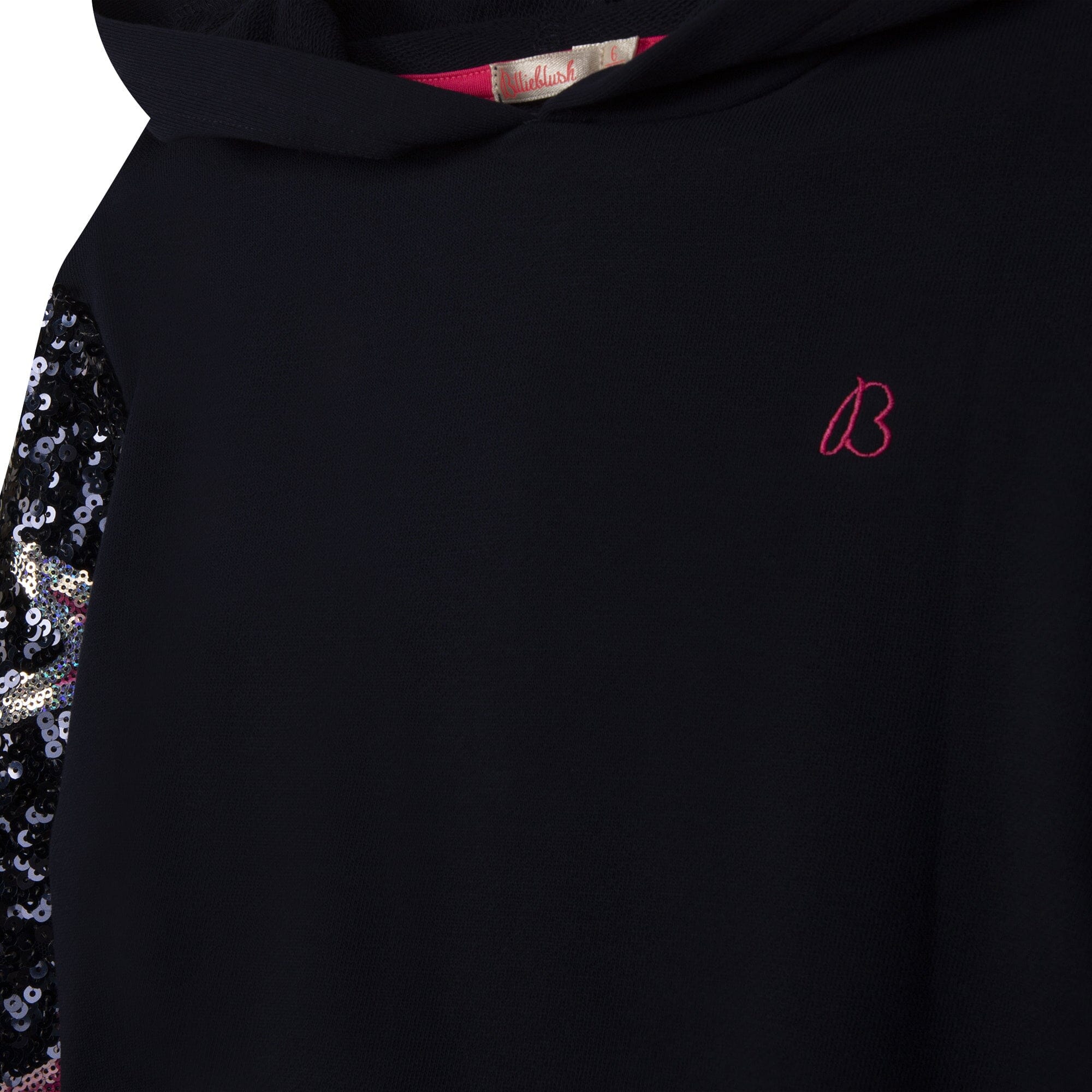 Billieblush Kapuzenkleid aus Bi-Materialien aus Fleece und Mesh, Jersey Futter Kleid Billieblush