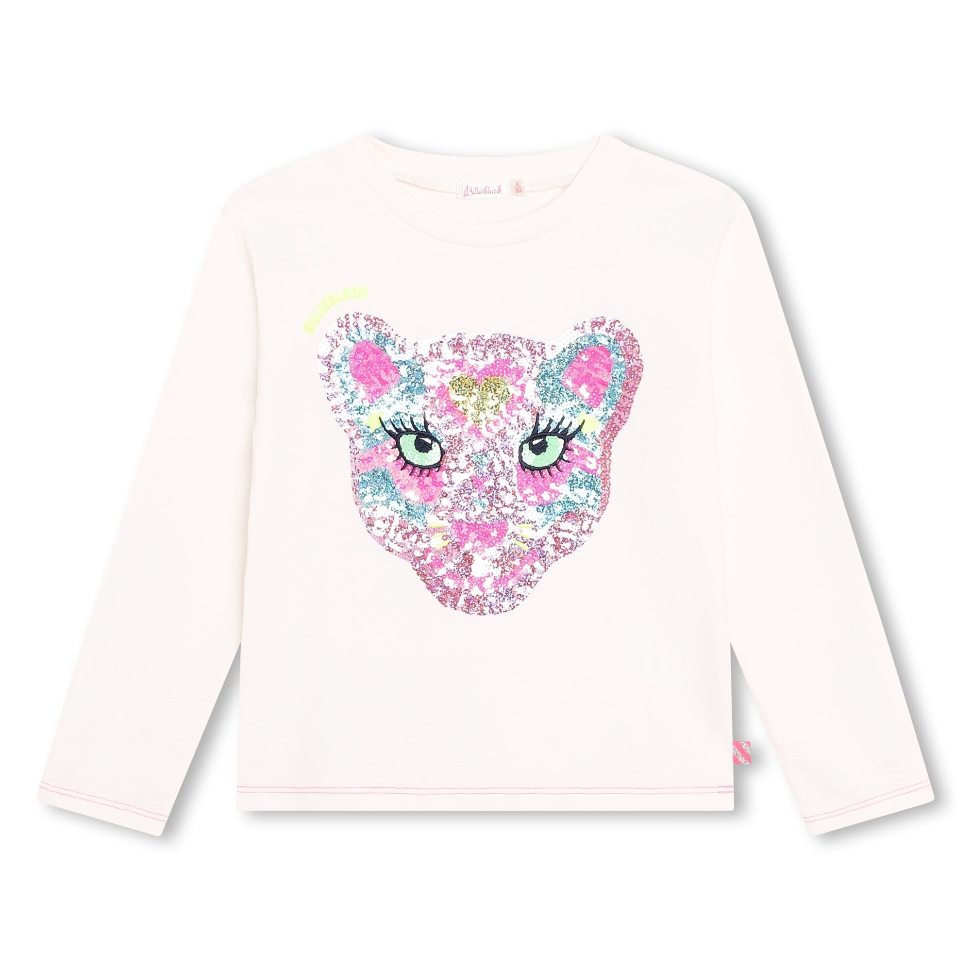 Billieblush Baumwoll-t-shirt mit pinken Tiger-Motiv und Pailletten Langarmshirt Billieblush