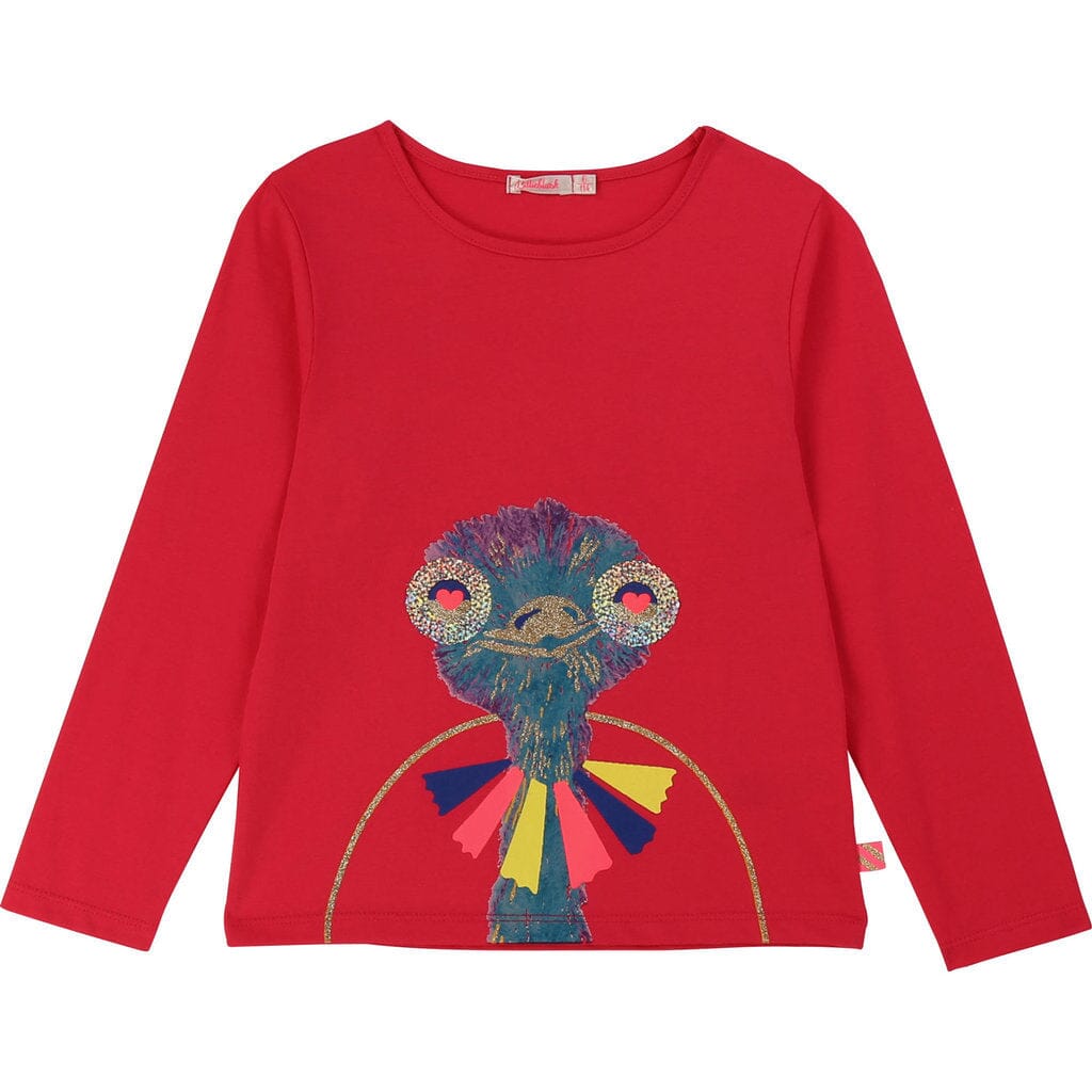 Billieblush Longsleeve Vogel Strauss pink Langarmshirt Billieblush