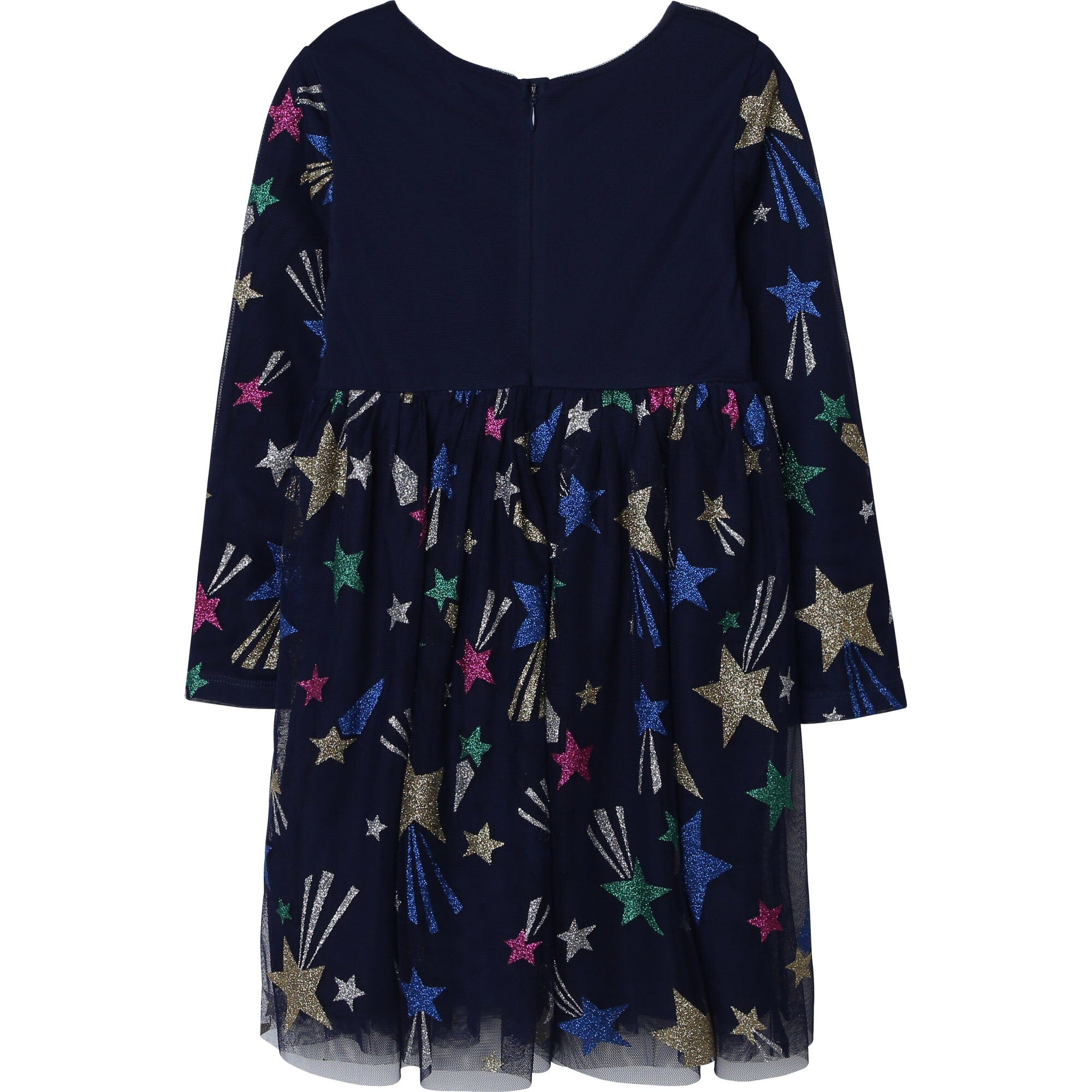 Billieblush Popeline Mesh Kleid navy mit Glitzersternen Kleid Billieblush