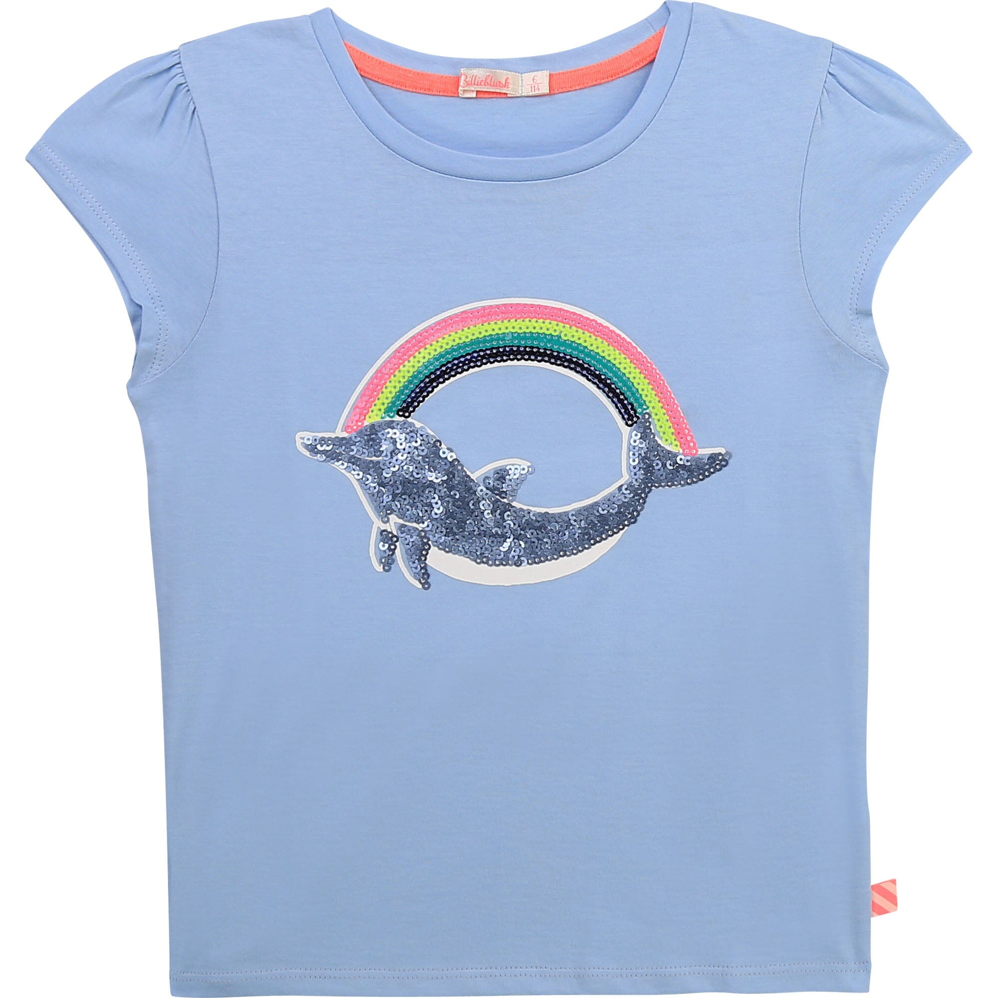 Billieblush T-Shirt mit Pailletten Delphin und Regenbogen hellblau T-Shirt Billieblush