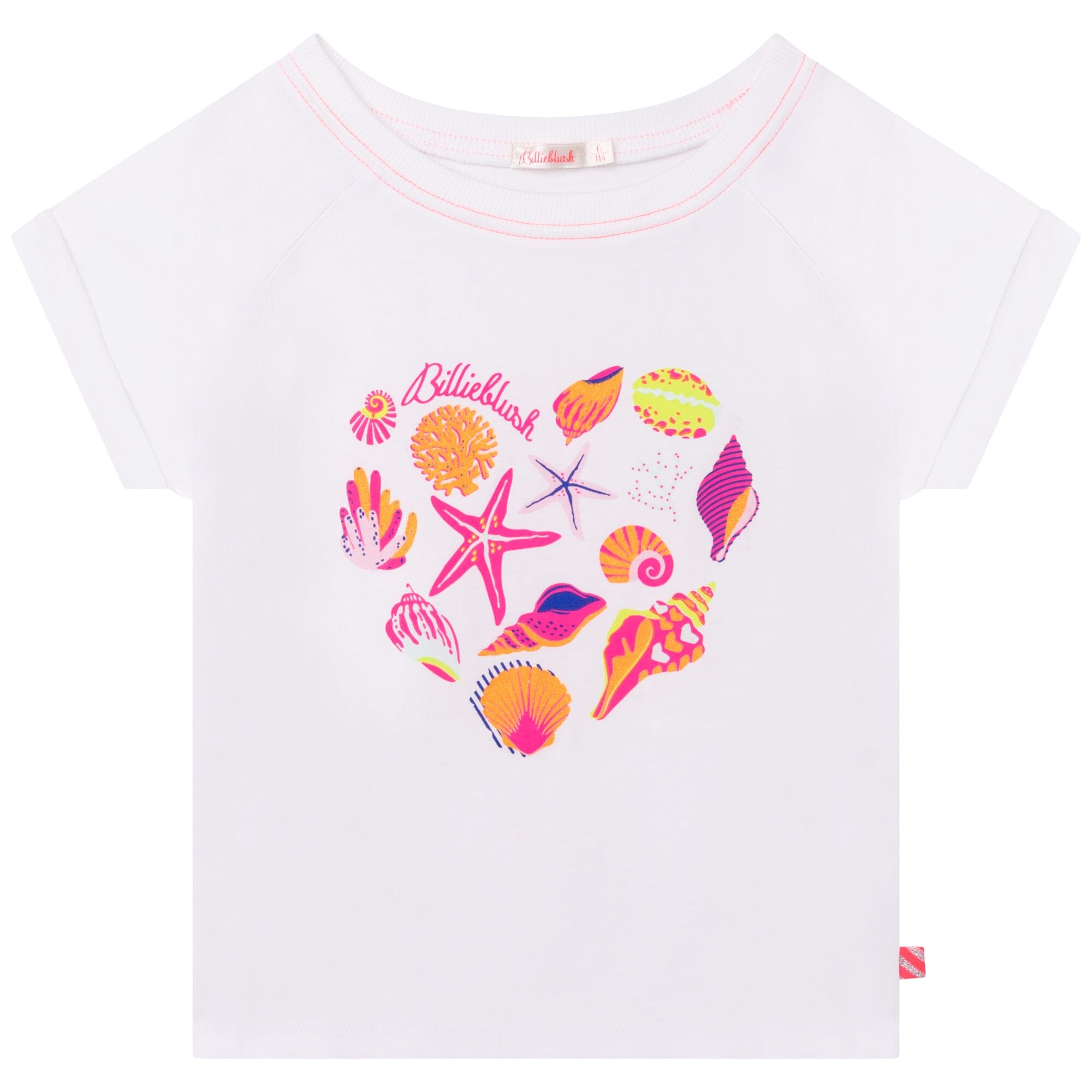 Billieblush T-Shirt weiß / creme mit Herzmotiv pink mit Meeresthema T-Shirt Billieblush