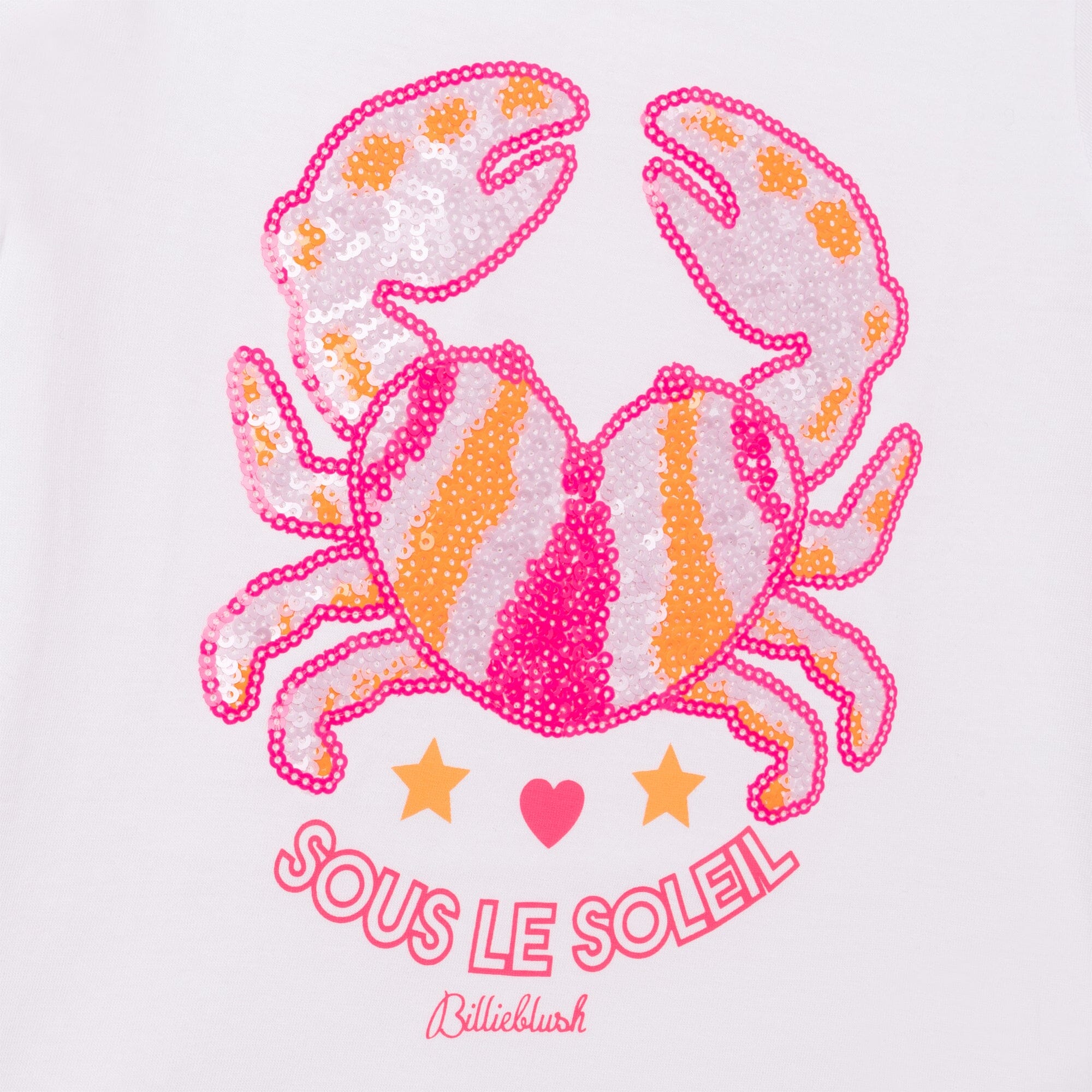 Billieblush T-Shirt weiß creme Krebs mit Pailletten in rosa orange T-Shirt Billieblush