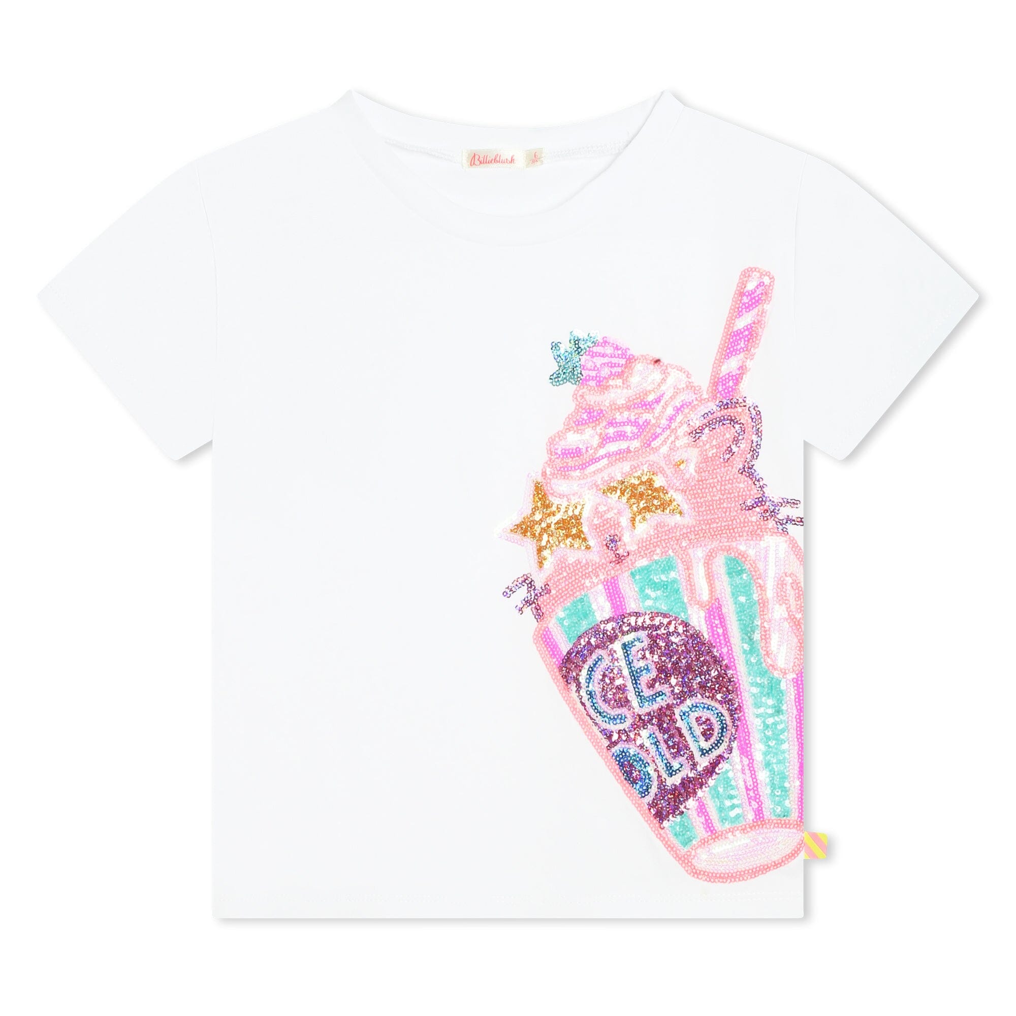 Billieblush T-Shirt weiß Eisbecher "Ice Cold" Pailletten in pink T-Shirt Billieblush