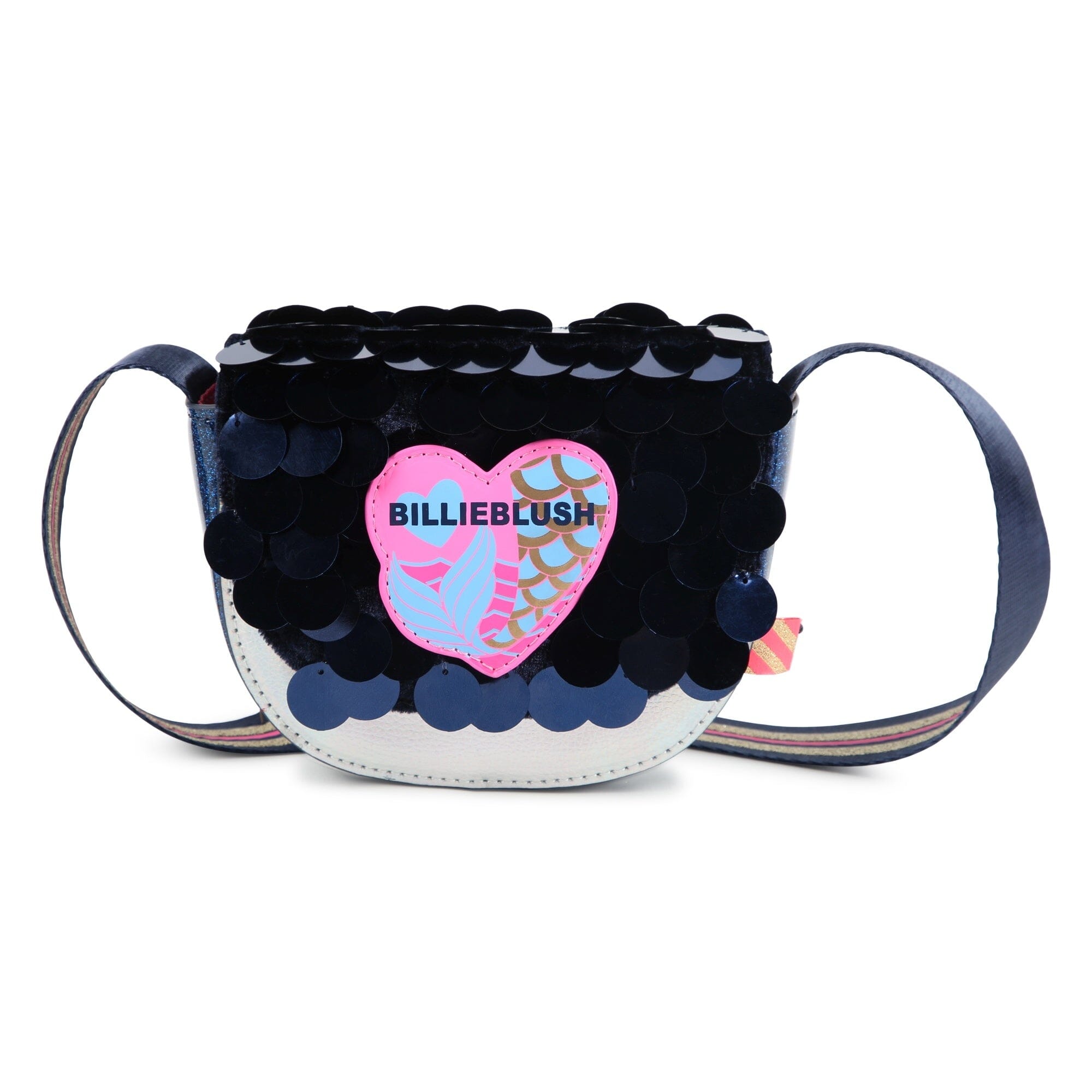Billieblush Umhängetasche in schwarz mit blau schimmernden Pailletten Glitzer rosa bunte Meerjungfrau Tasche Billieblush