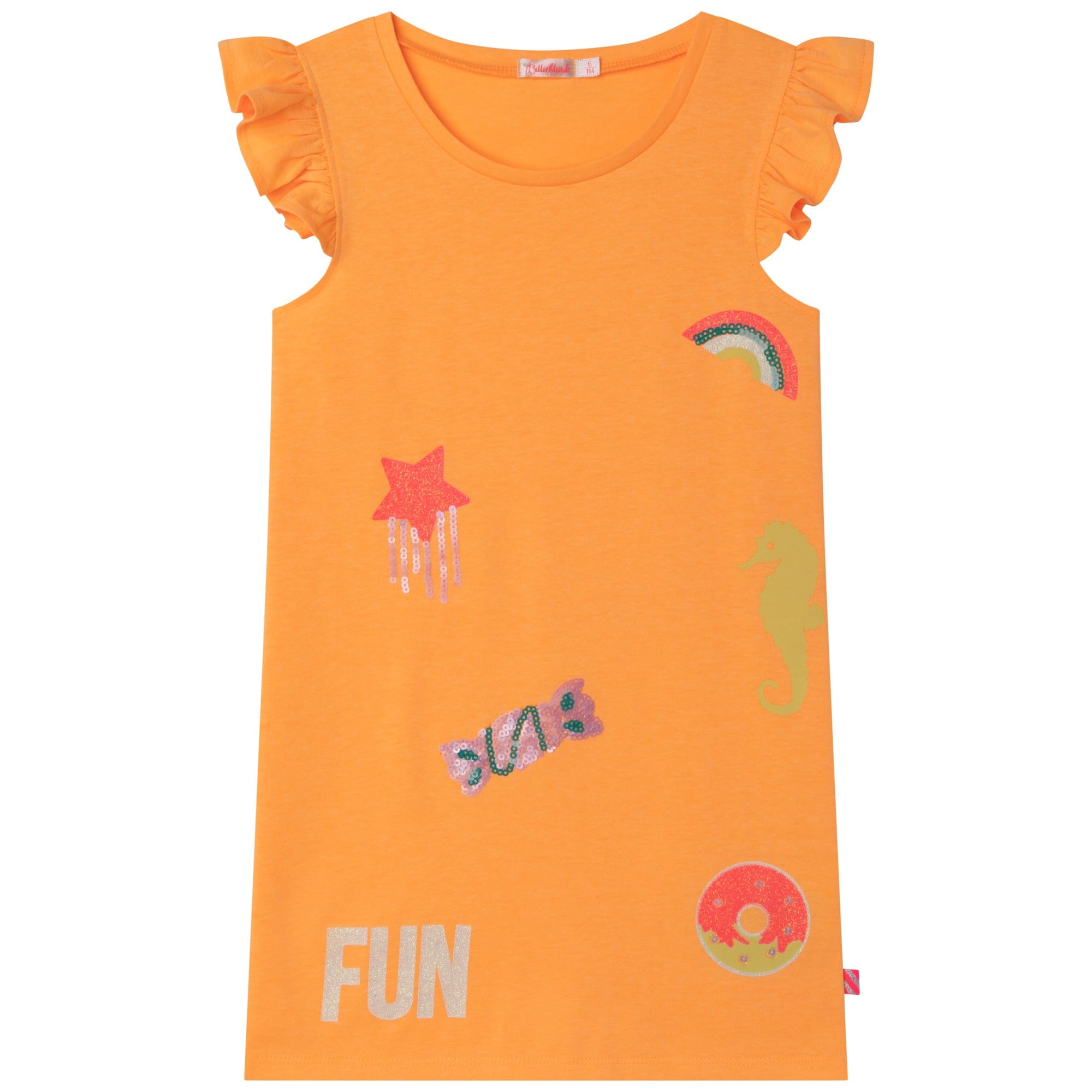 Billieblush Shirt-Kleid orange mit fancy Print Kleid Billieblush