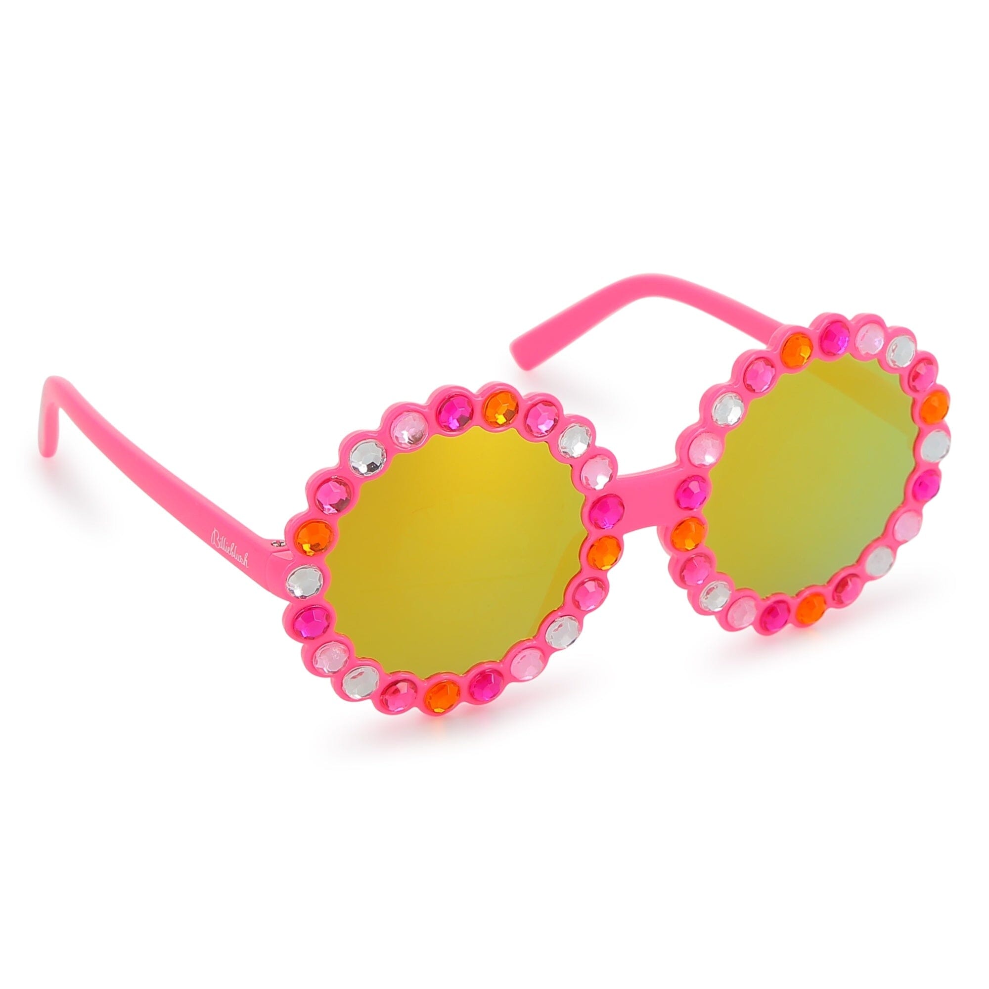 BILLIEBLUSH runde pinke Sonnenbrille mit Strasssteinen in weiß, rosa und rot Sonnenbrillen Billieblush