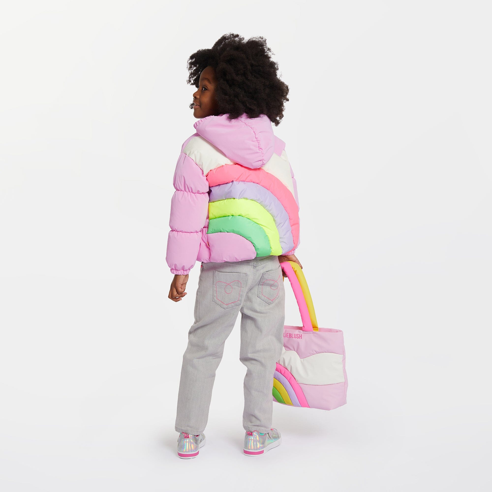 Billieblush Puffer Jacke rosa mit Regenbogenmuster Jacke Billieblush