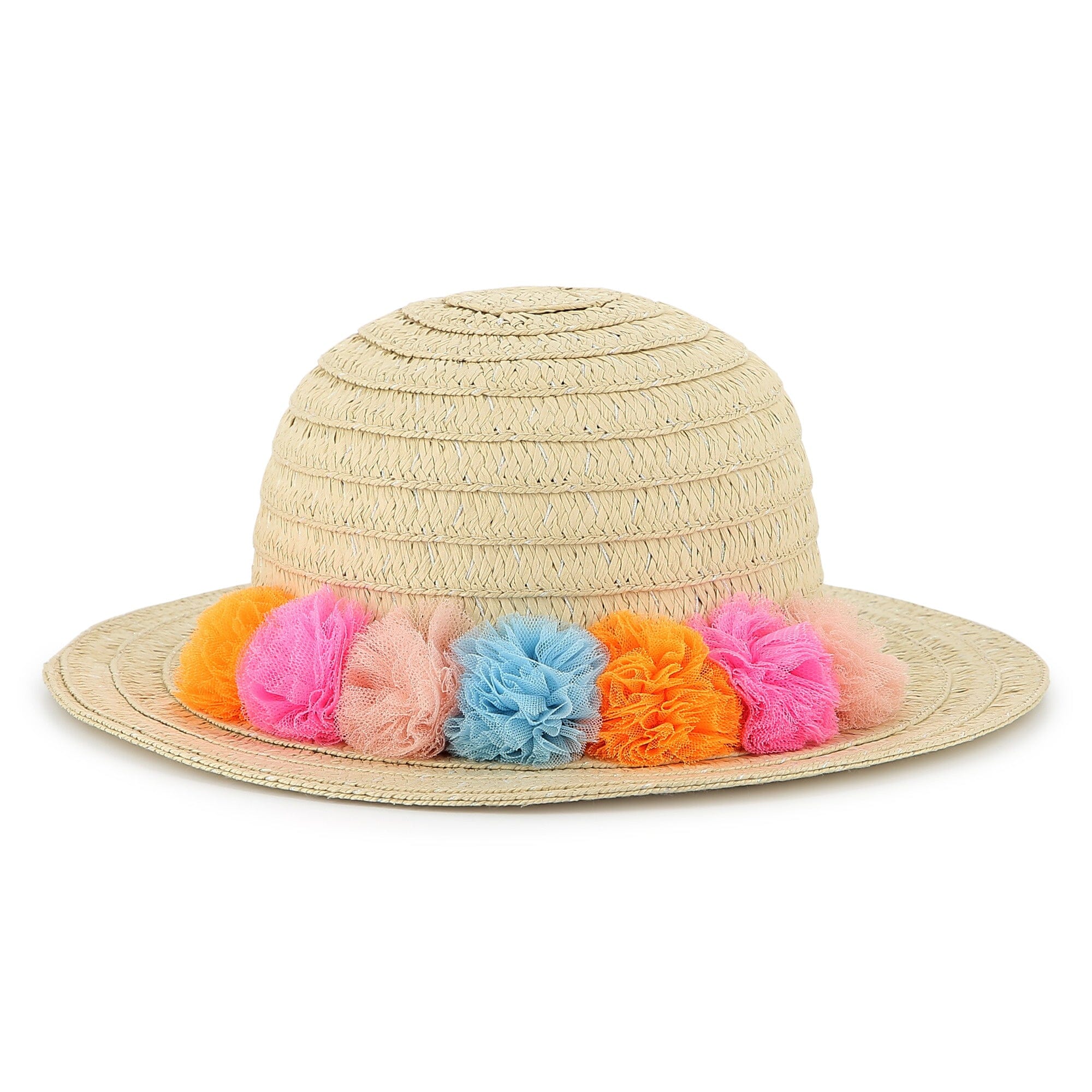 Billieblush Hut Sonnenhut Strohhut mit bunten Bommeln und Glitzerfäden Sonnenhut Billieblush