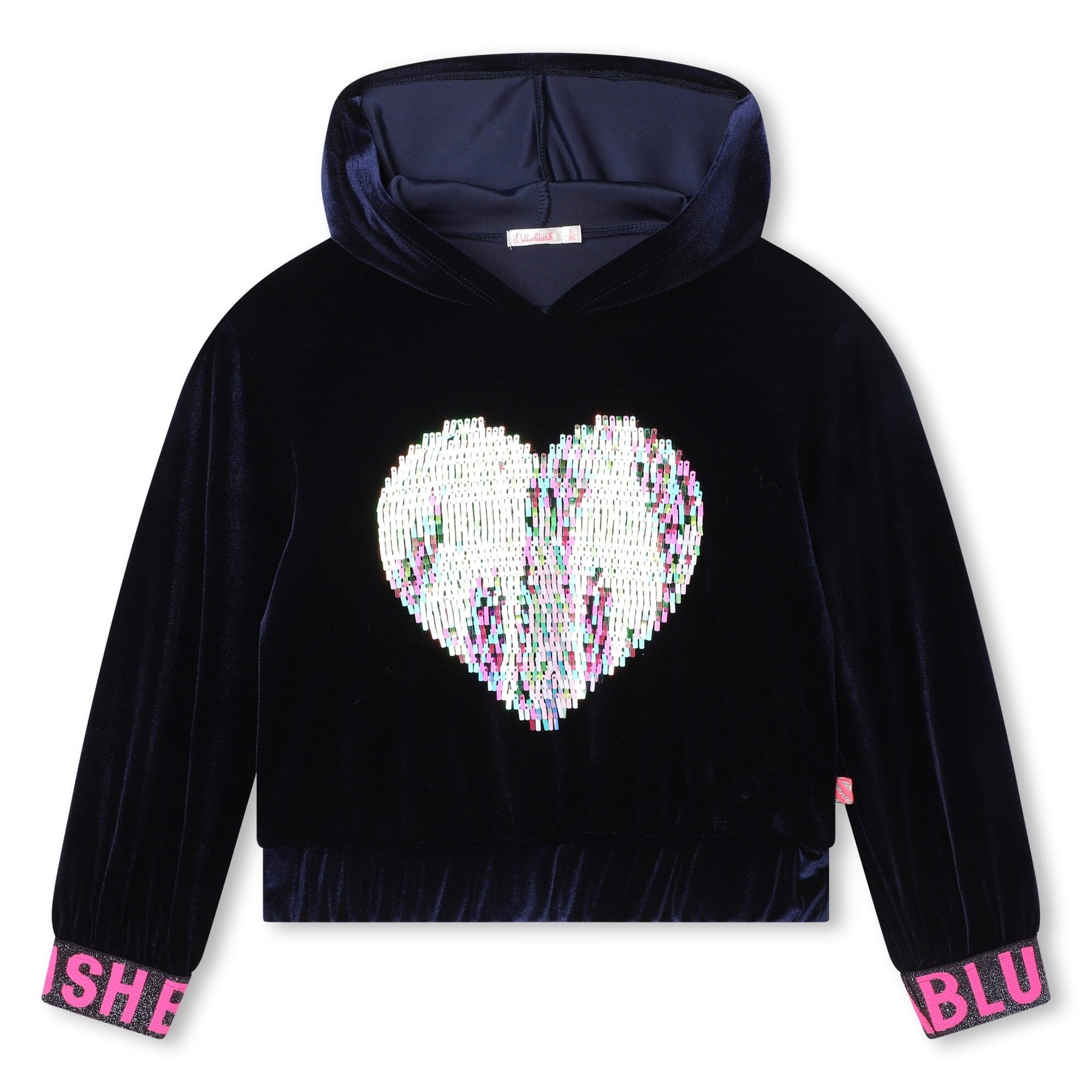 Billieblush Samt Sweater dunkelblau mit Pailletten Sweatshirt Billieblush