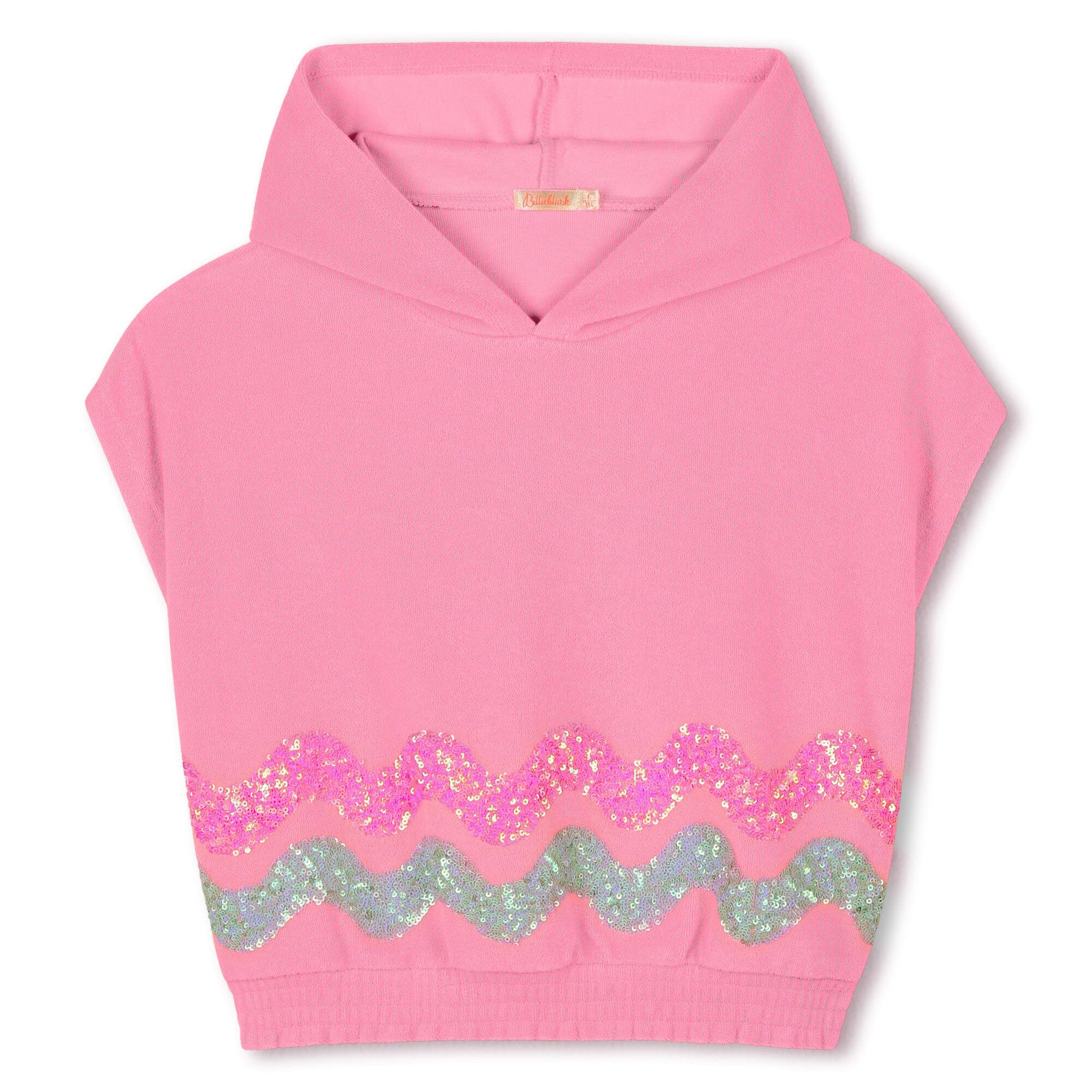 Billieblush Frottee-Sweatshirt pink mit türkisen und rosa Pailletten Sweatshirt Billieblush