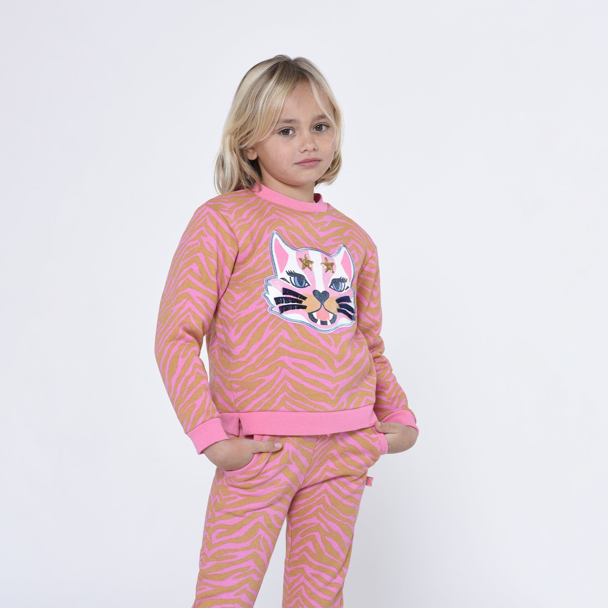Billieblush Sweatshirt pink mit Tiger-Motiv und Pailletten Sweatshirt Billieblush